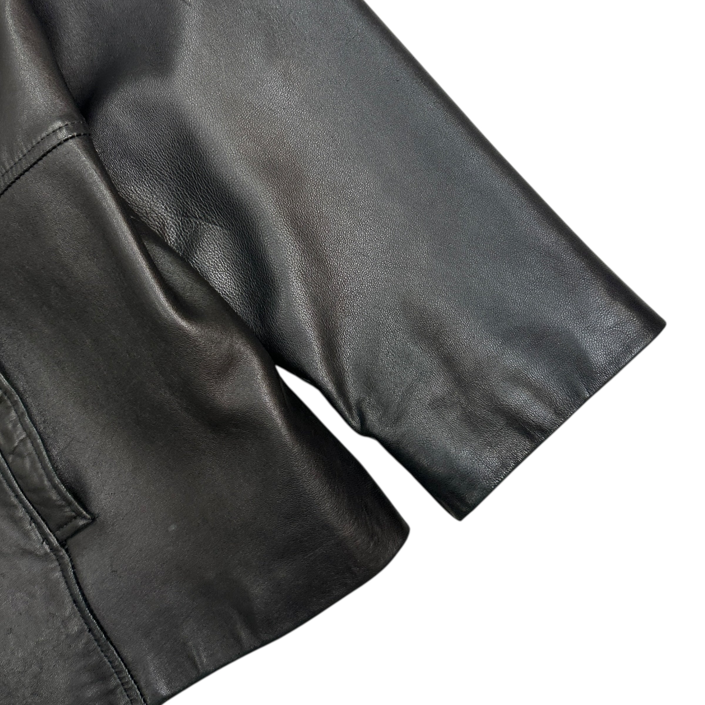 Vintage Women’s Leather Tench Coat Black