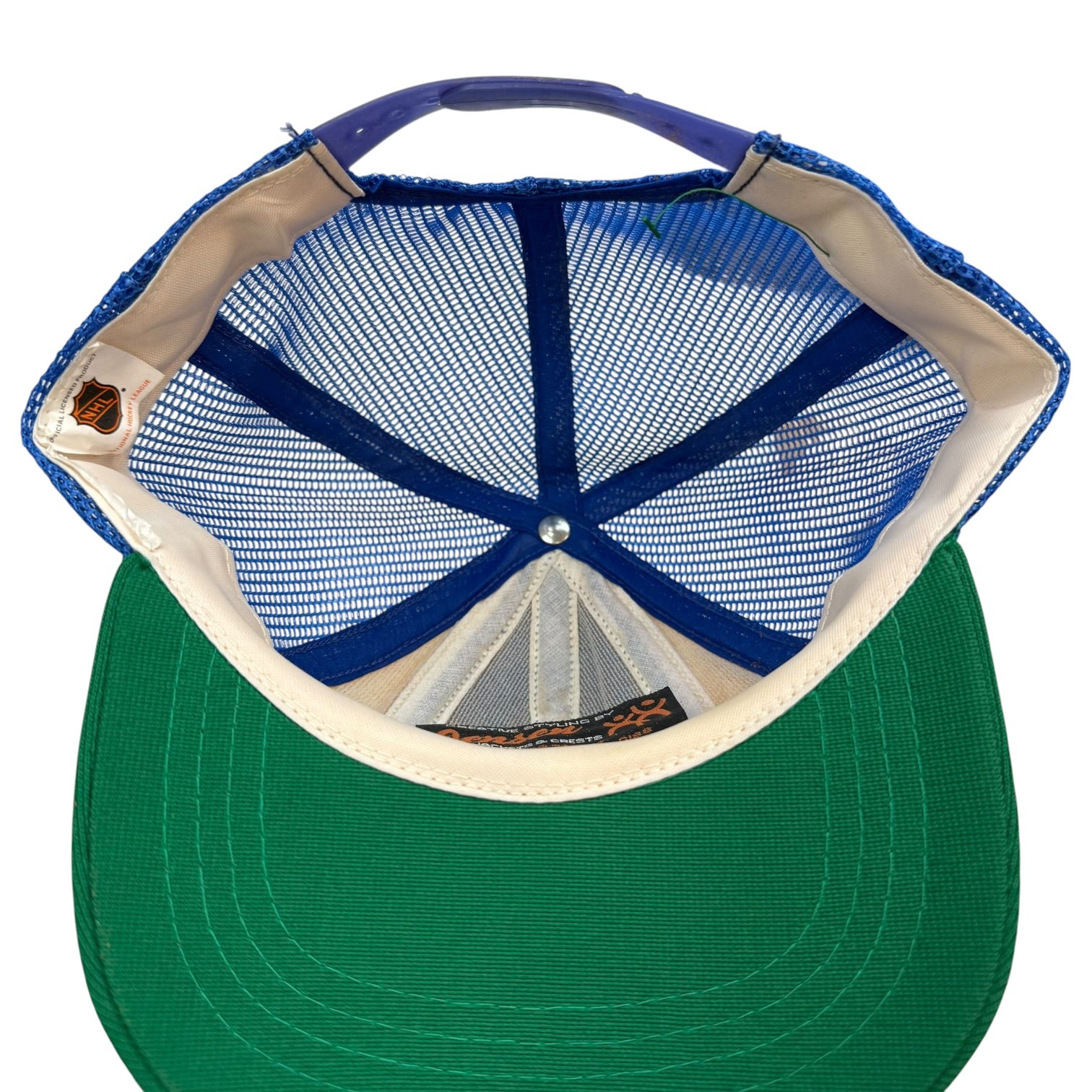 Vintage Hartford Whalers Mesh Trucker Hat Blue/Green/White