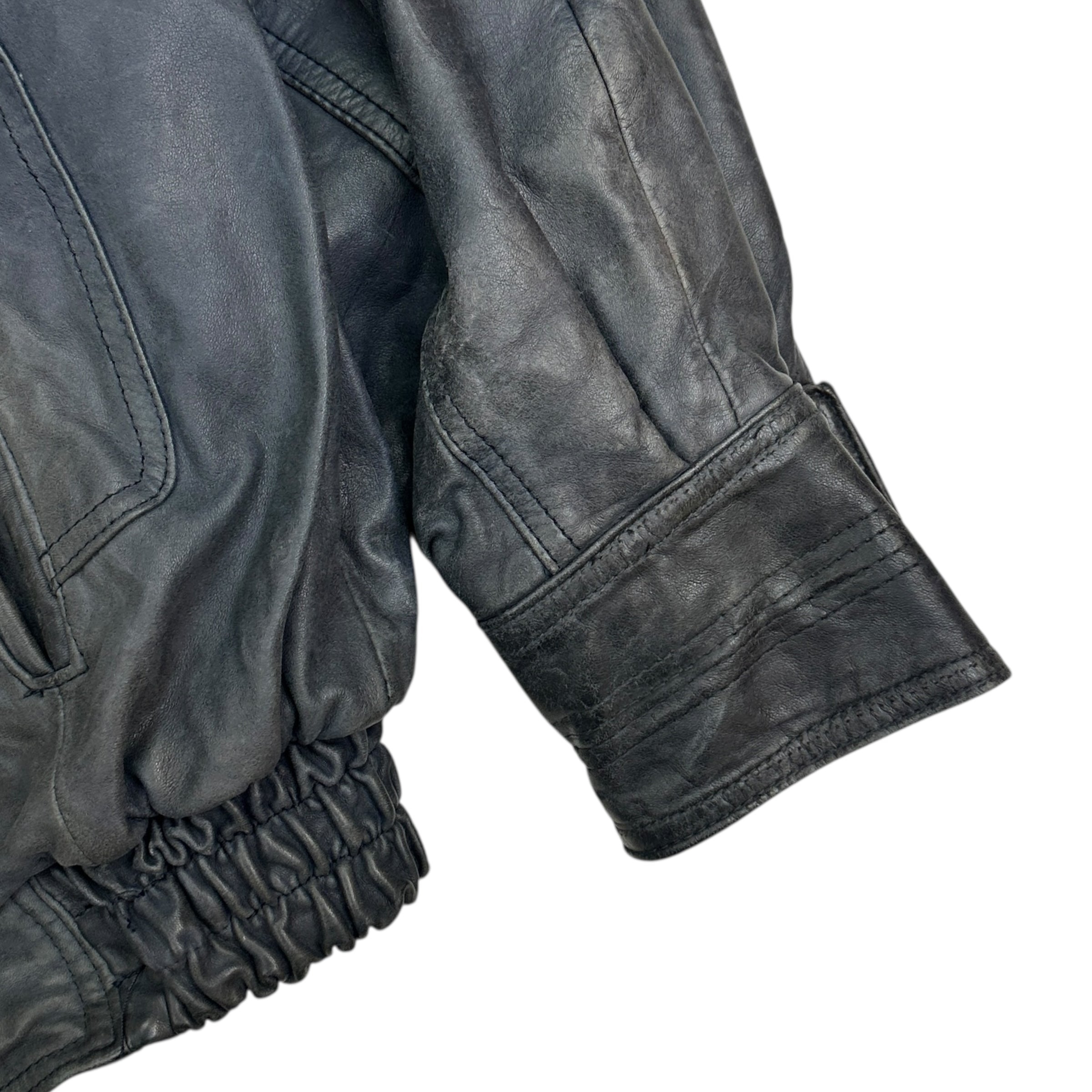 Vintage Adventure Bound Leather Bomber Wash Blue