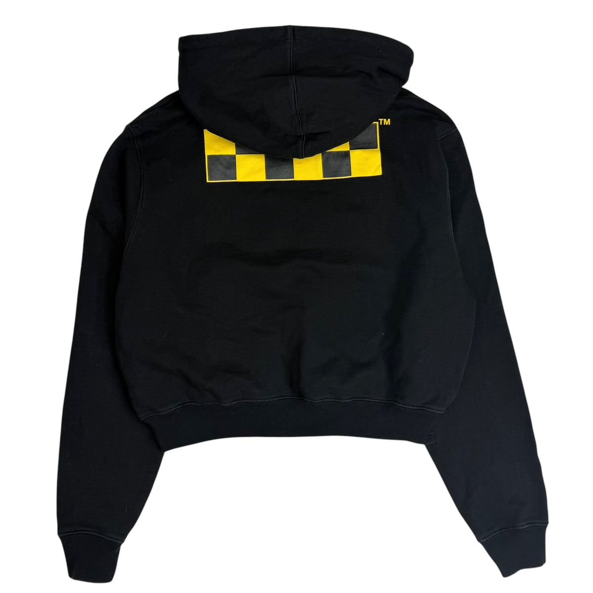 (W) Off White Flags Cropped Hooded Sweatshirt Black