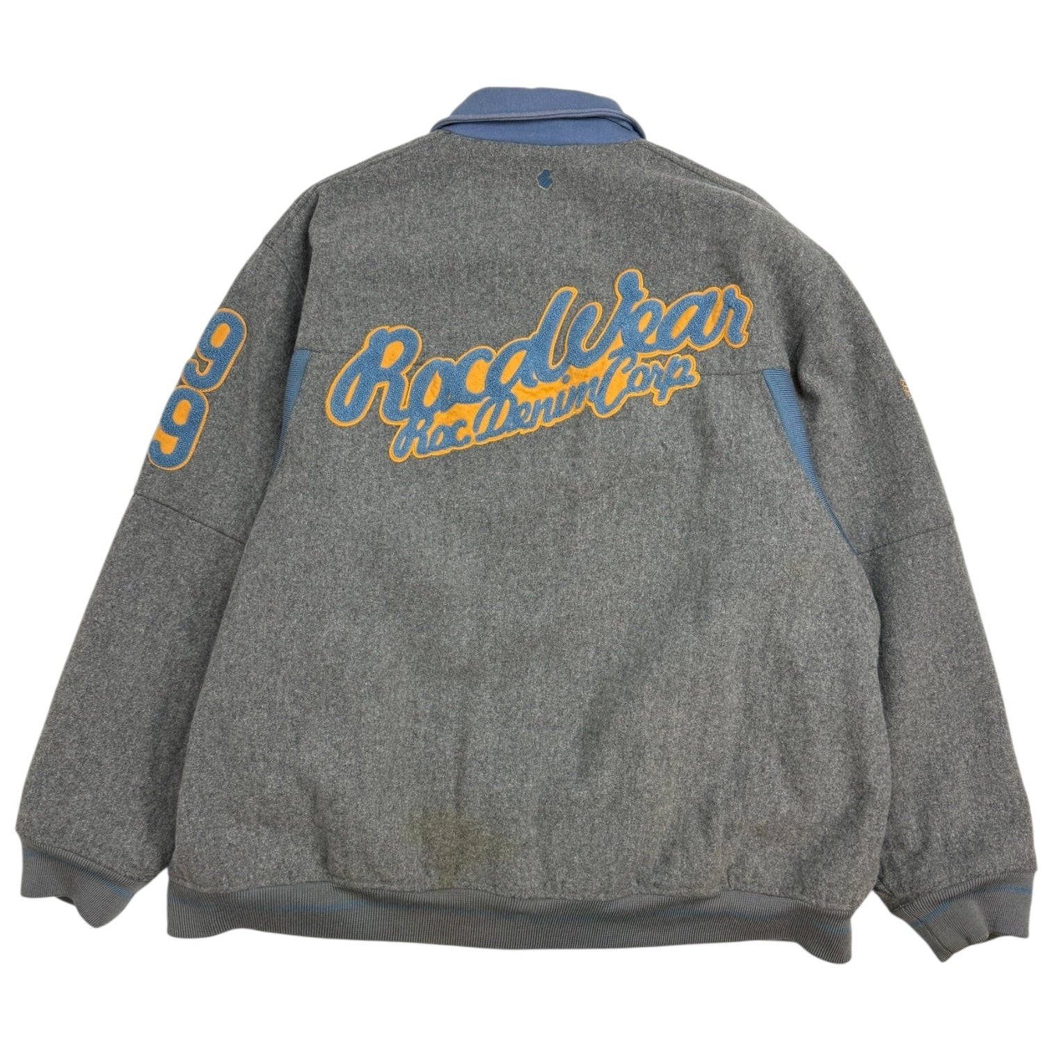 Vintage Y2K Rocawear Wool Varsity Jacket Grey/Blue