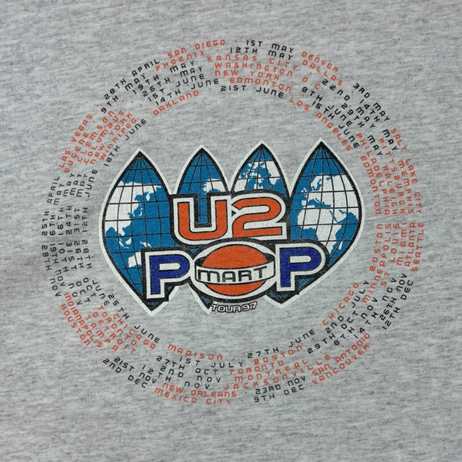 Vintage 1997 U2 Pop Tour T-Shirt Grey