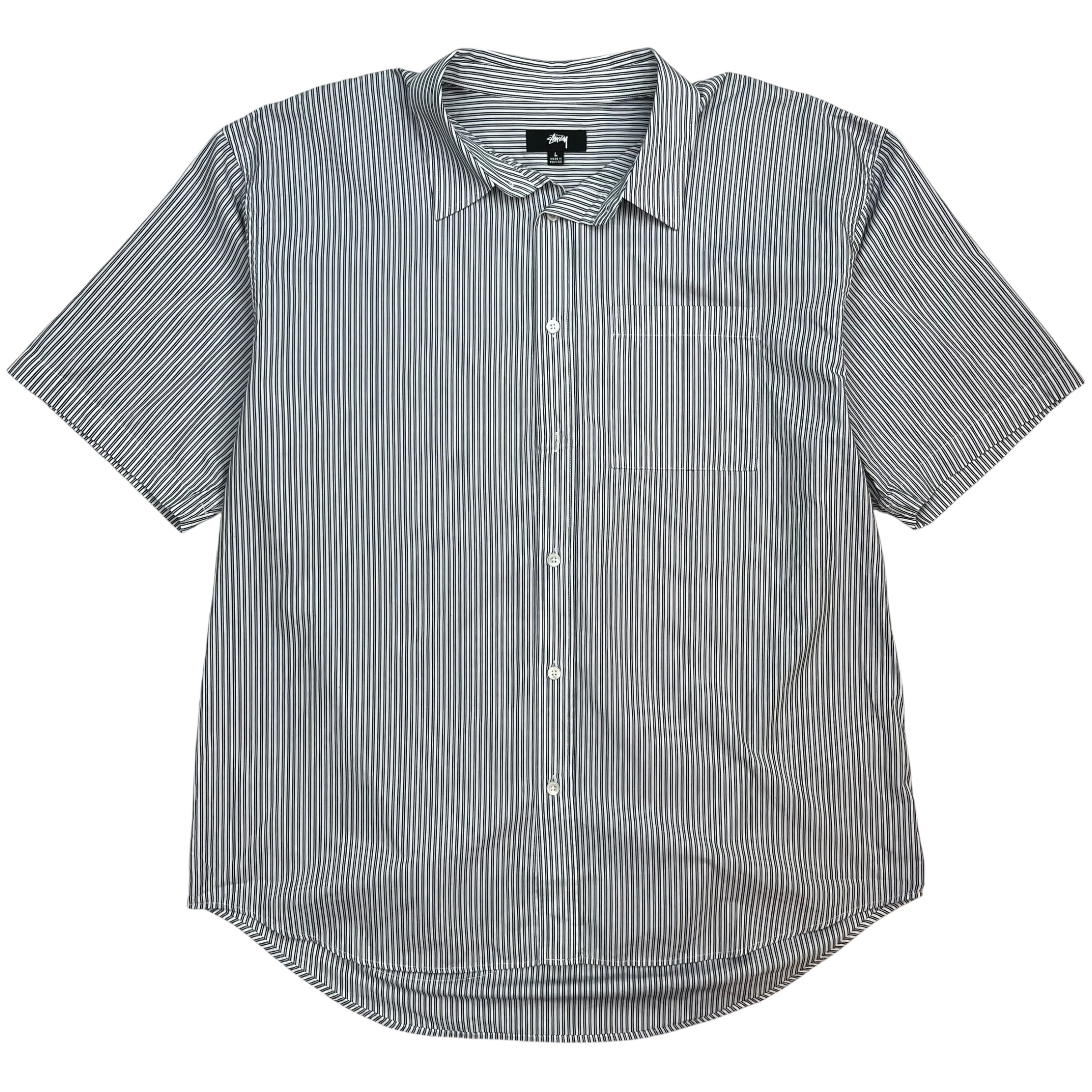 Stussy 8 Ball Short Sleeve Button Up Striped White