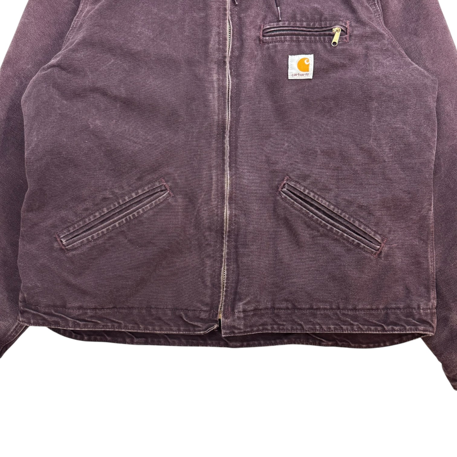 Vintage Youth Carhartt Detroit Hooded Fleece Lined Jacket Maroon