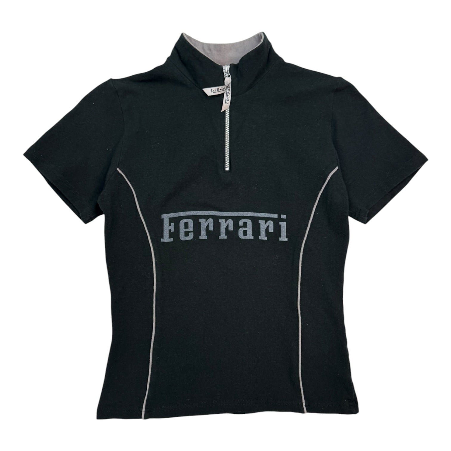 (W) Vintage Ferrari Quarter Zip Top Black