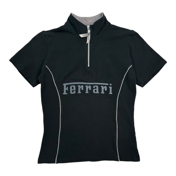 (W) Vintage Ferrari Quarter Zip Top Black
