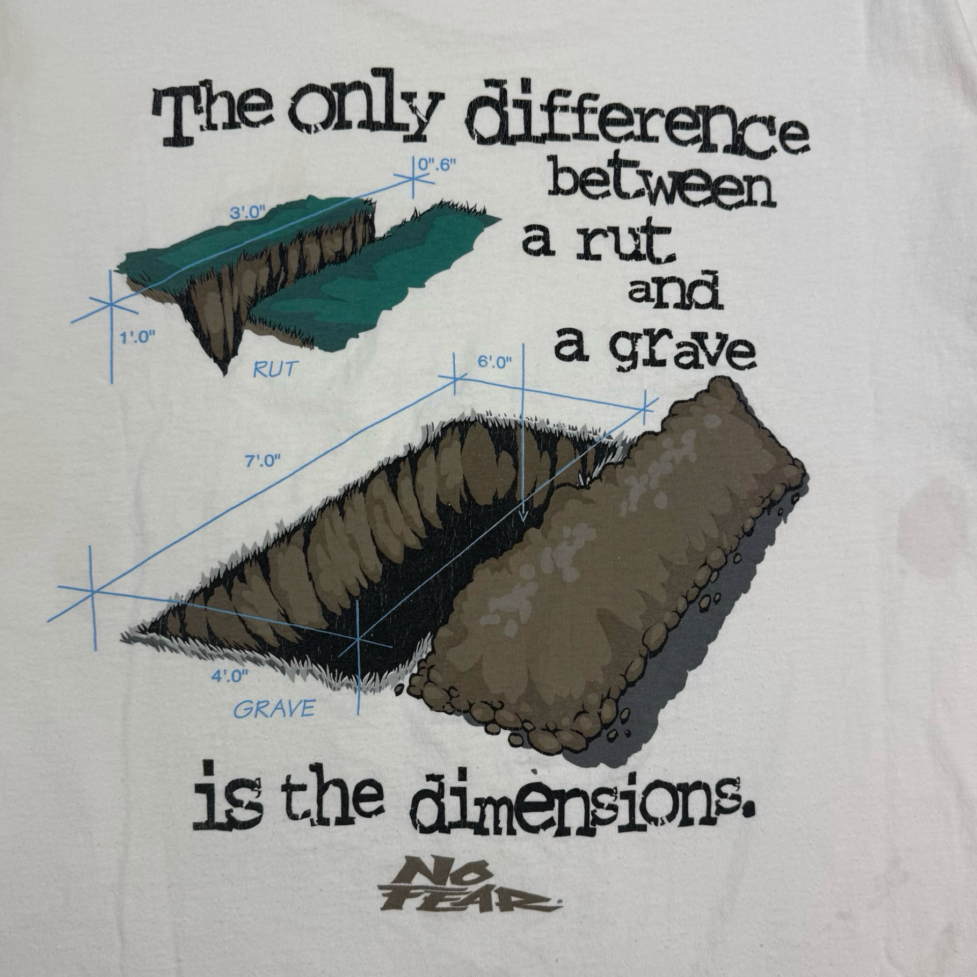Vintage No Fear ‘…Rut And A Grave…’ Tee White