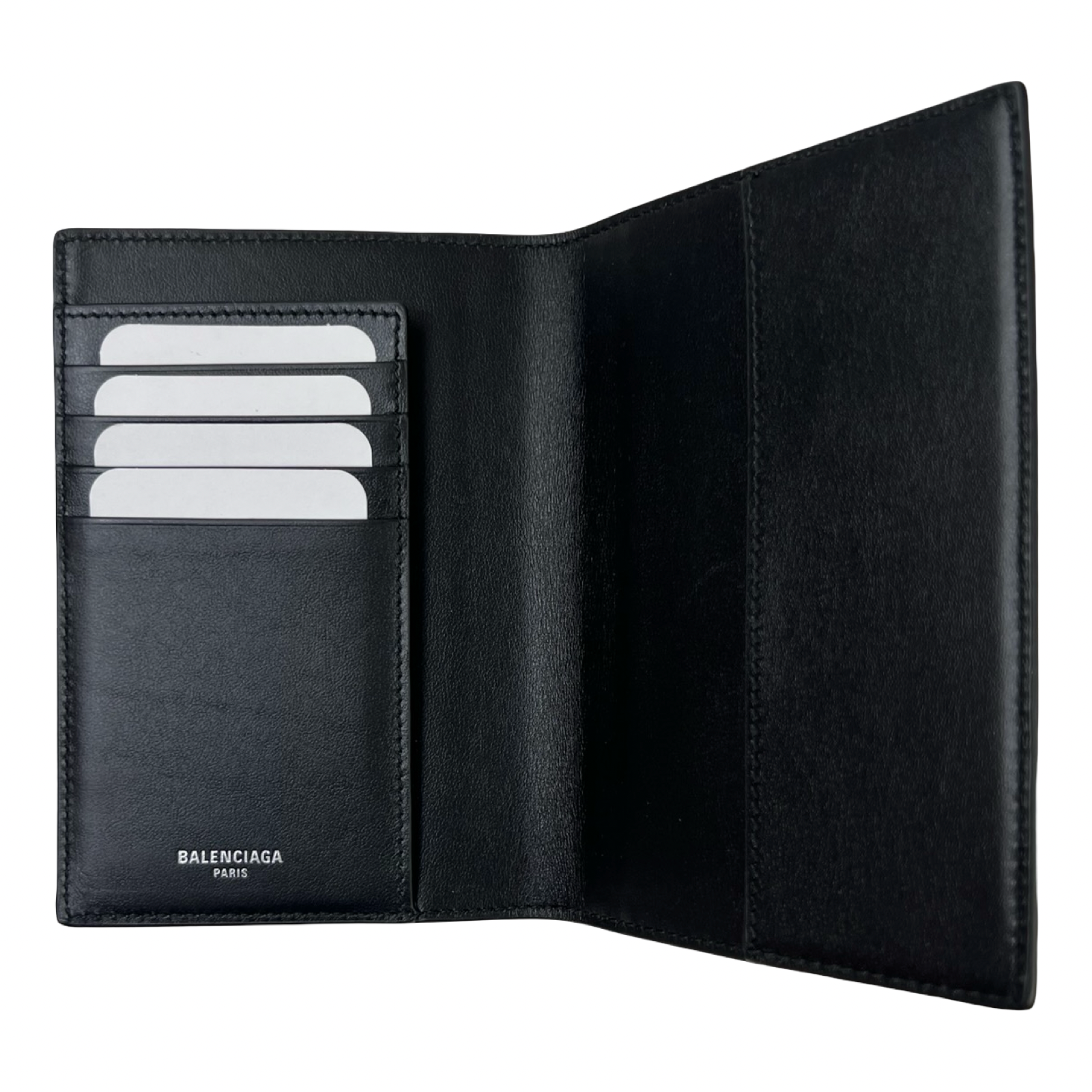 Balenciaga Grained Calfskin Passport Holder Black