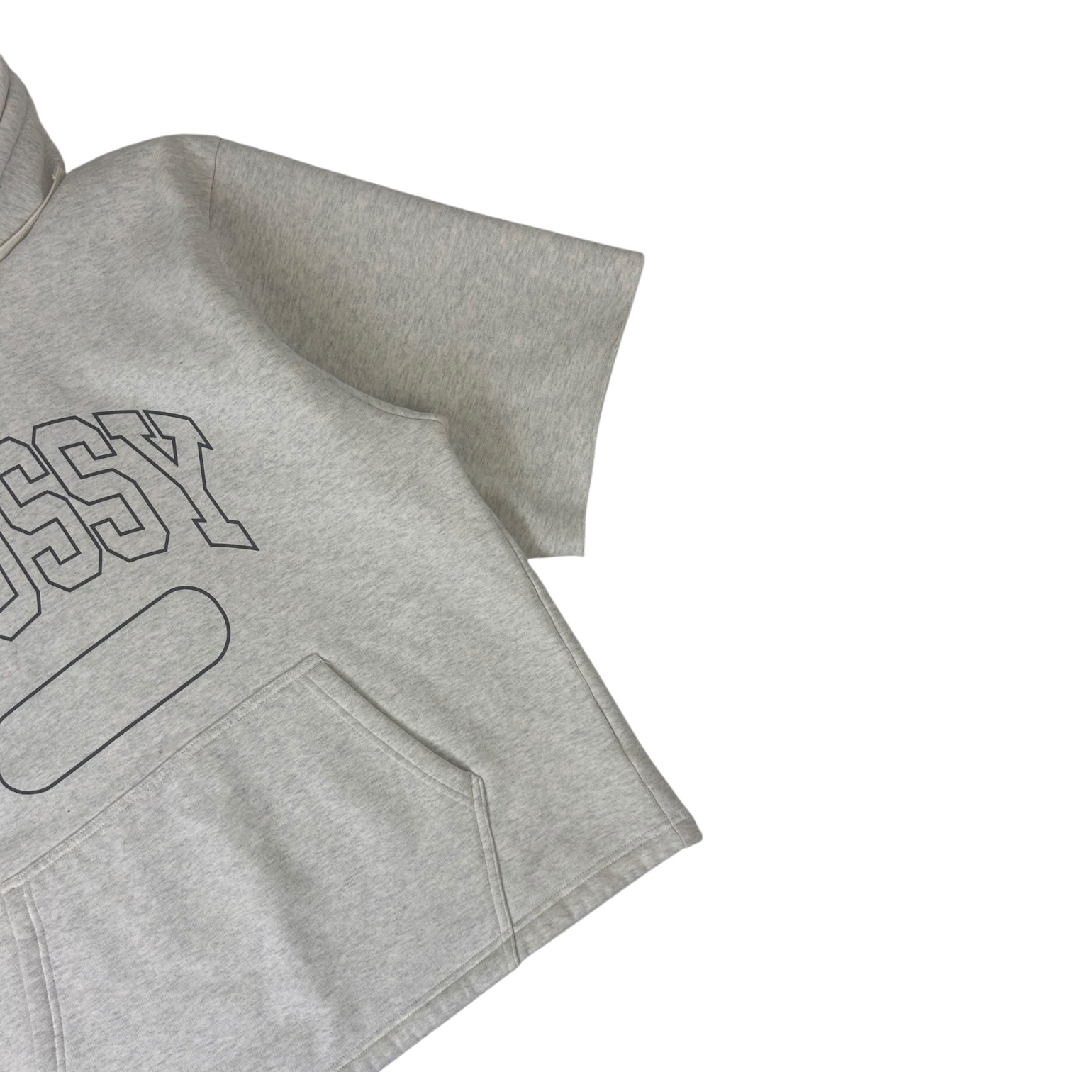 Stussy Short-Sleeve Boxy Cropped Hoodie Grey