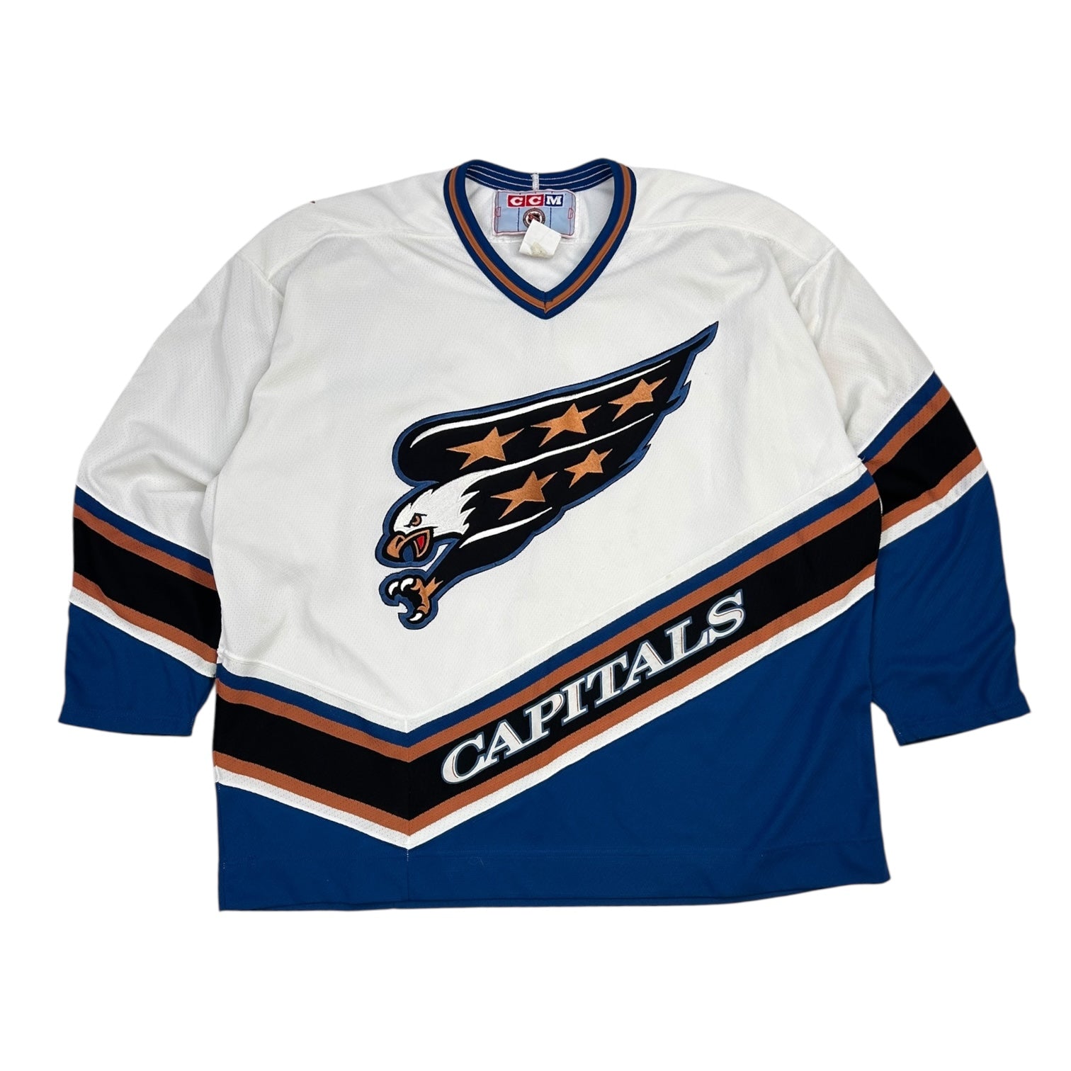 Vintage CCM Washington Capitals Screaming Eagle Away Jersey White