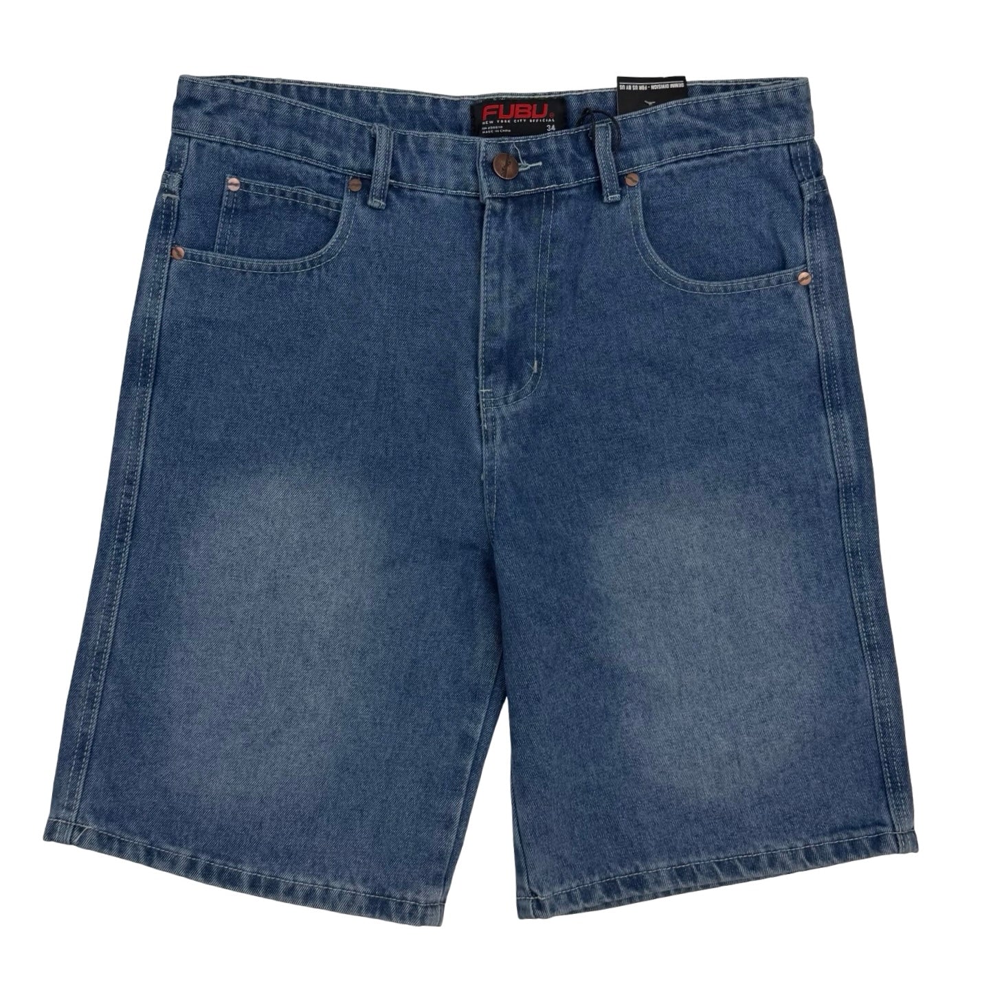 Vintage Fubu Embroidered Denim Shorts Blue