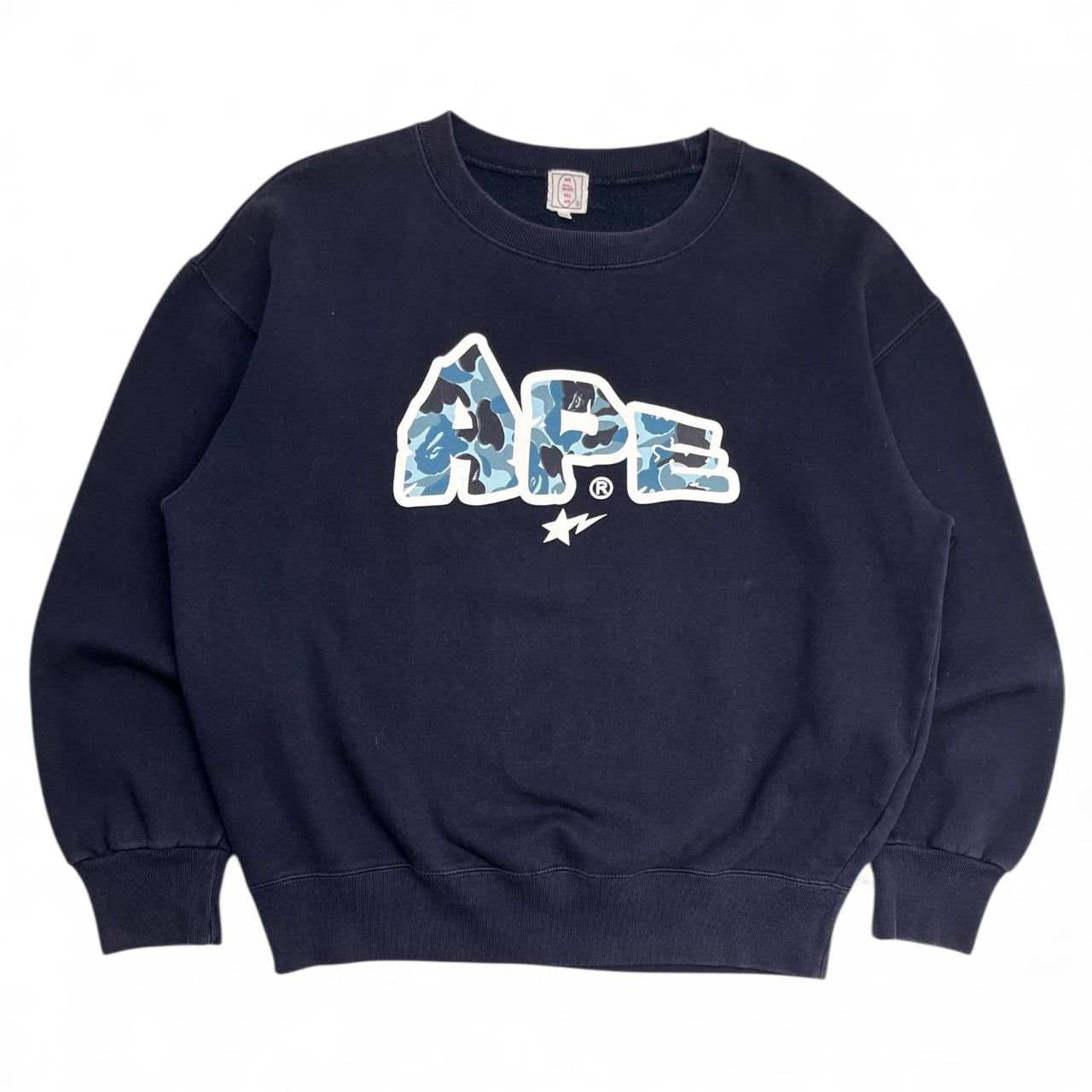 BAPE Bape Star Big Logo Crew Neck Navy