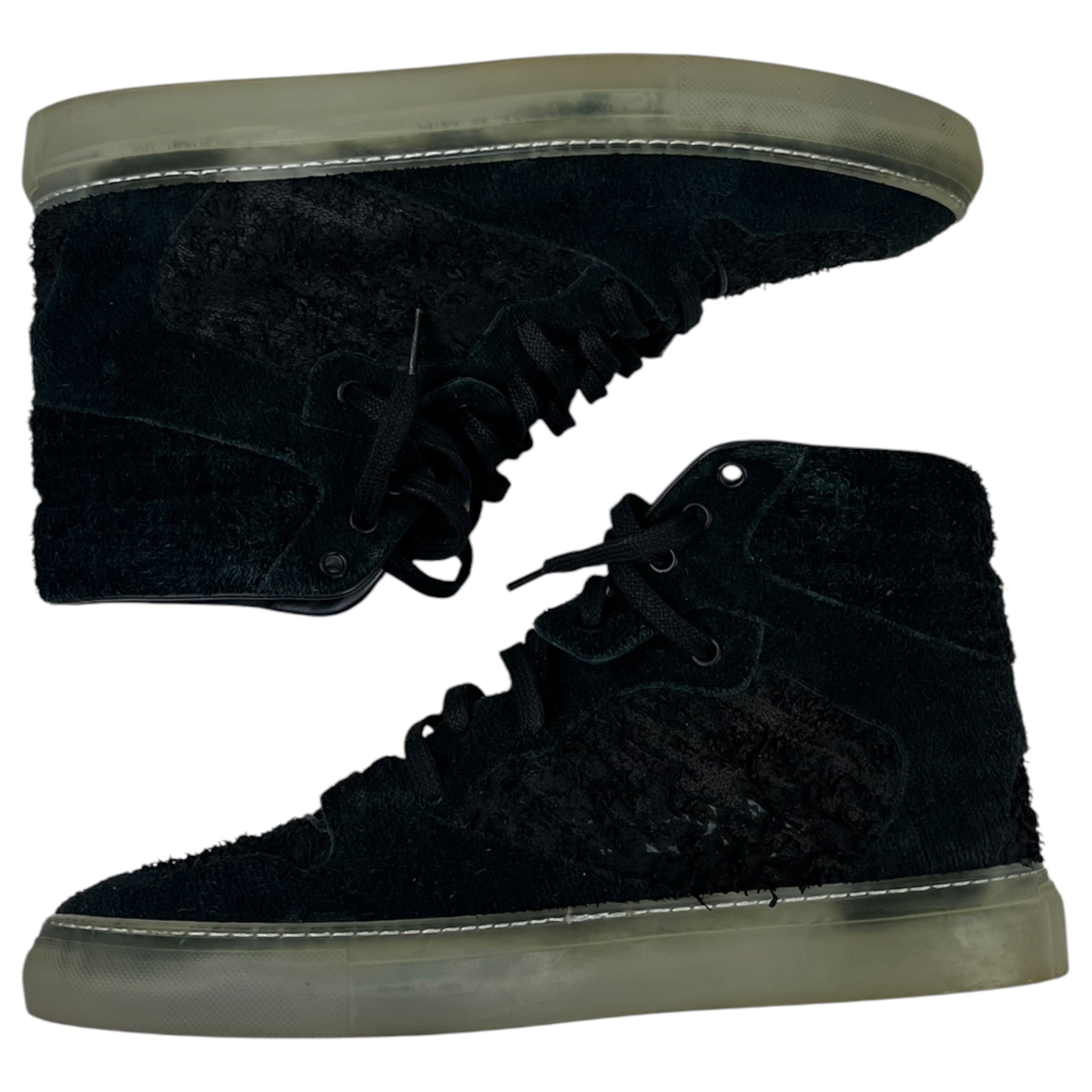 Balenciaga Distressed Corduroy and Suede High-Top Sneakers (Used)