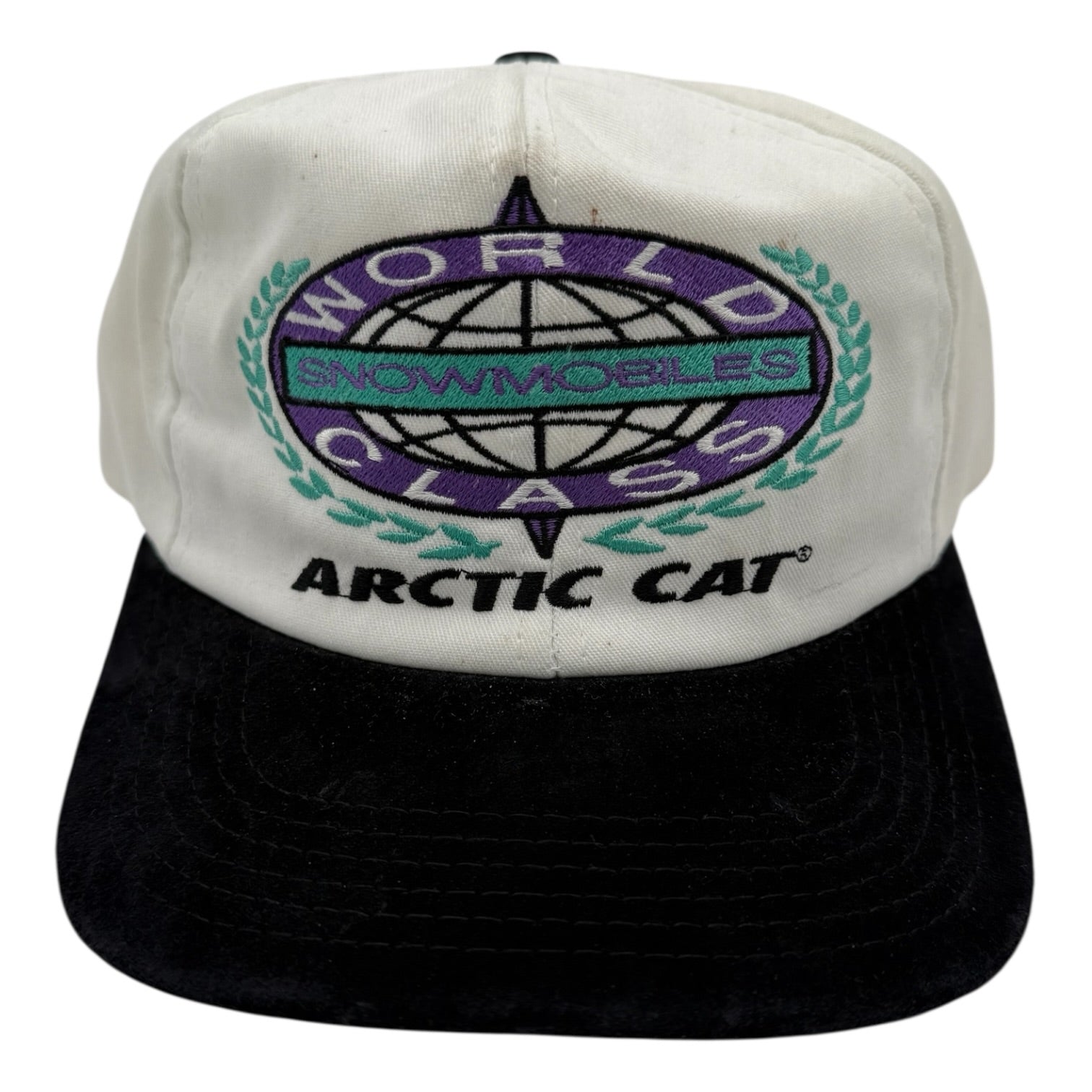 Vintage Arctic Cat World Class Snowmobiles Snapback White/Black