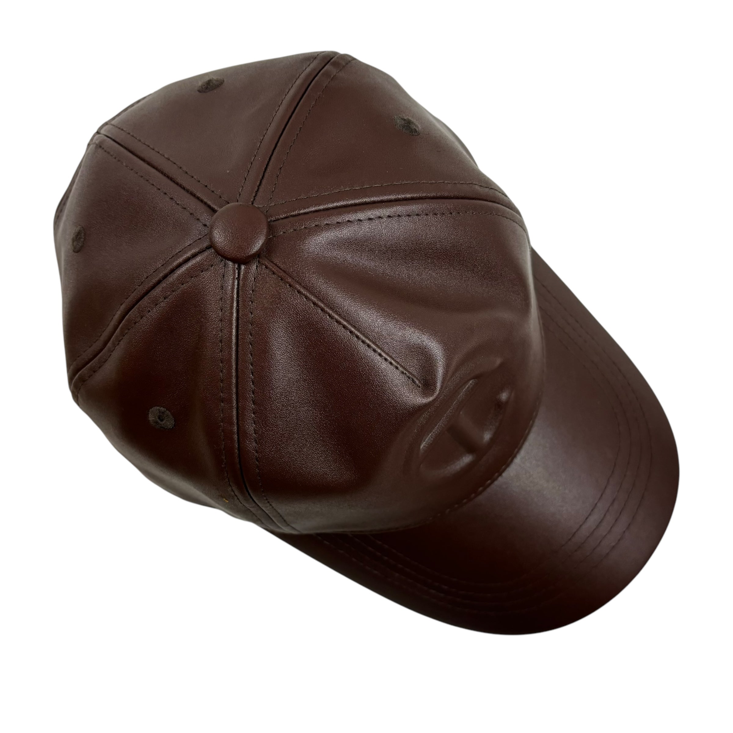 Telfar Logo Embossed Strap Back Hat Chocolate Brown