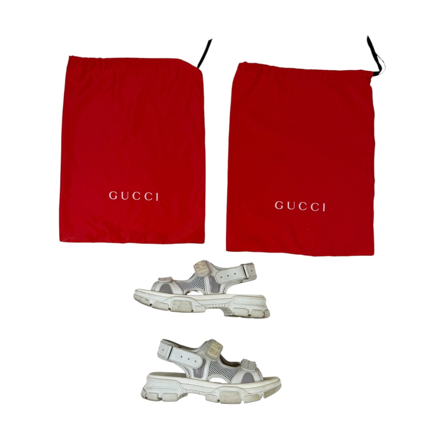 Gucci Leather and Mesh Sandals White