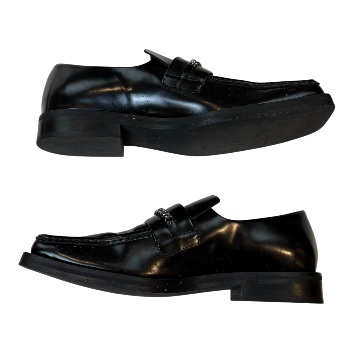 Martine Rose Leather Square Toe Chain Loafers Black (Used)