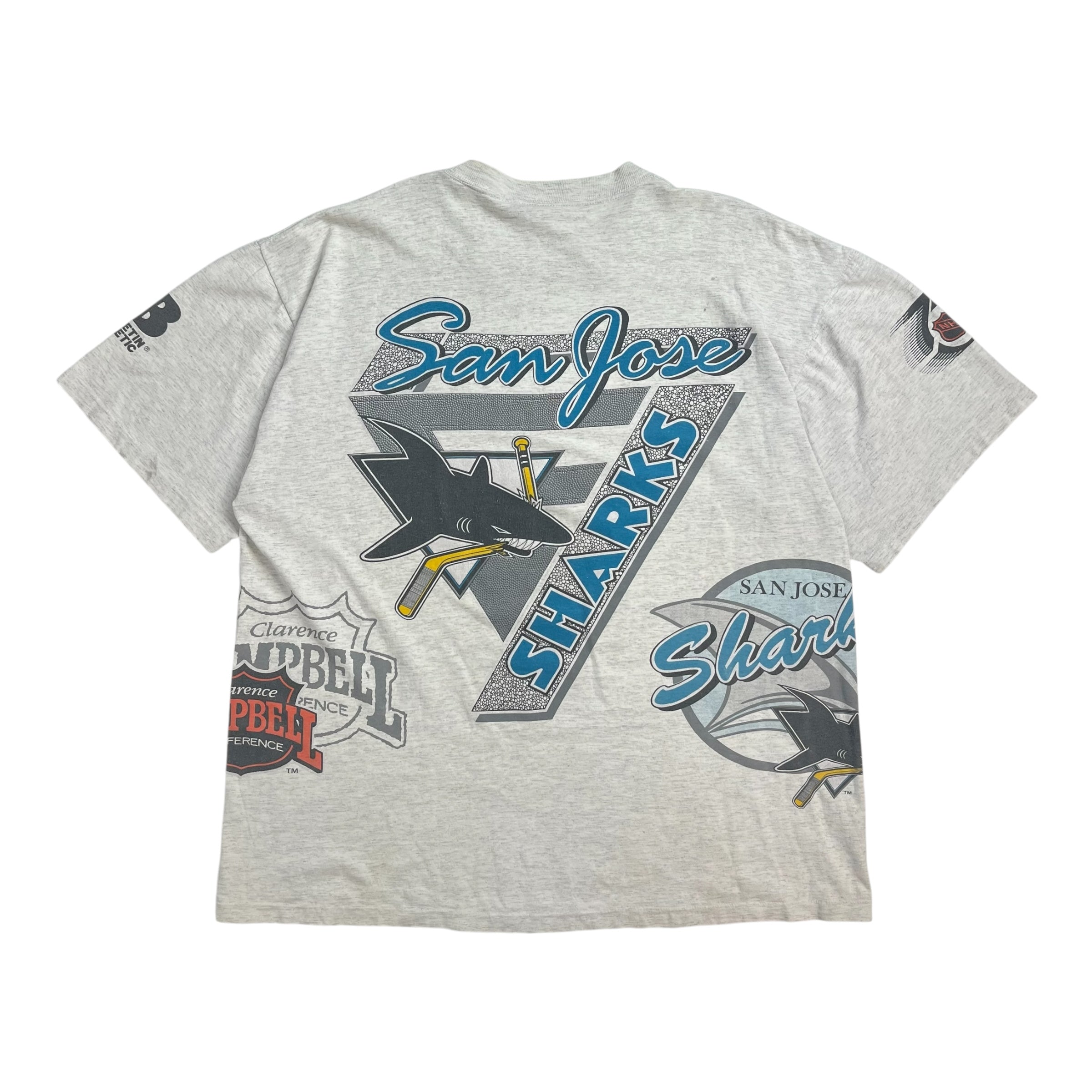 Vintage San Jose Sharks Bulletin Athletics Goalie Tee Grey