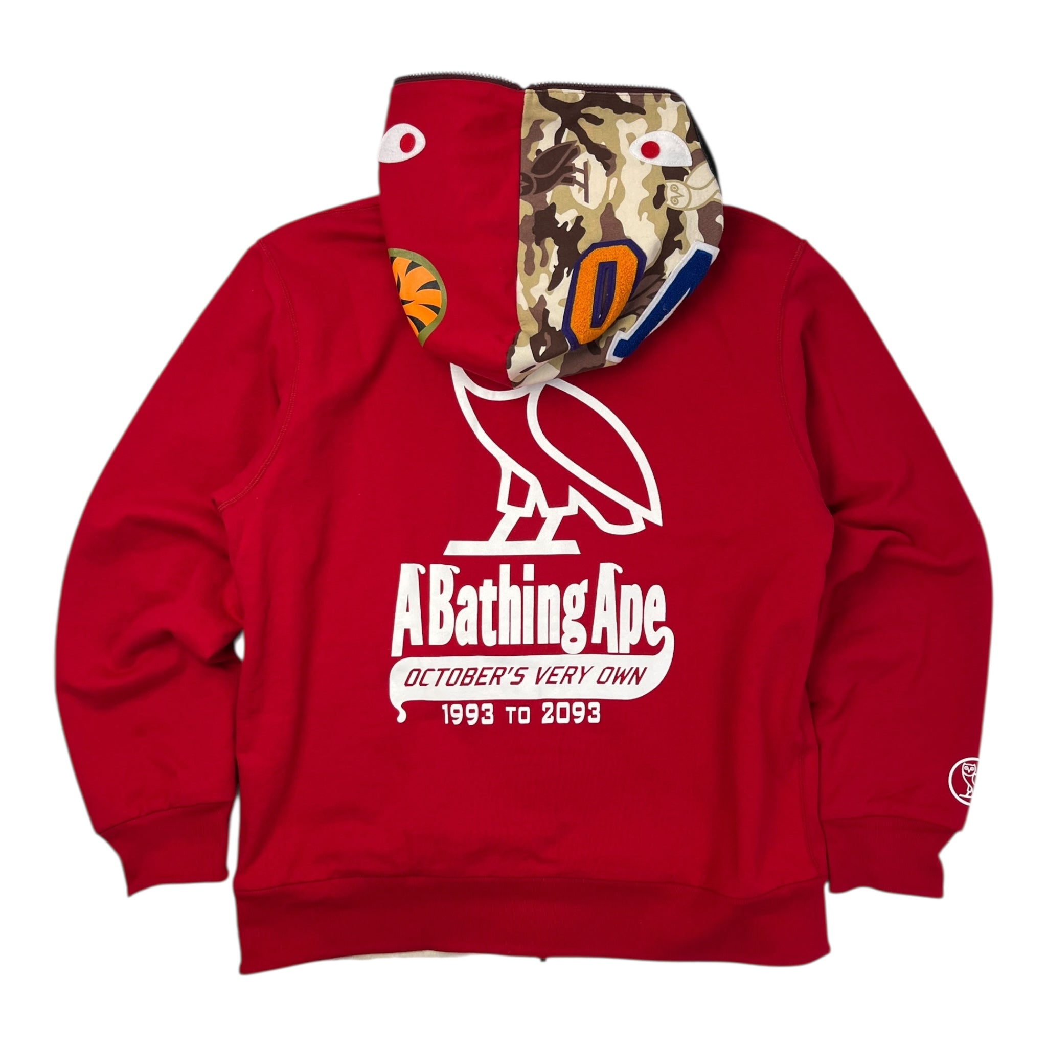 A Bathing Ape X OVO Woodland Camo Shark Reversible Full Zip Hoodie