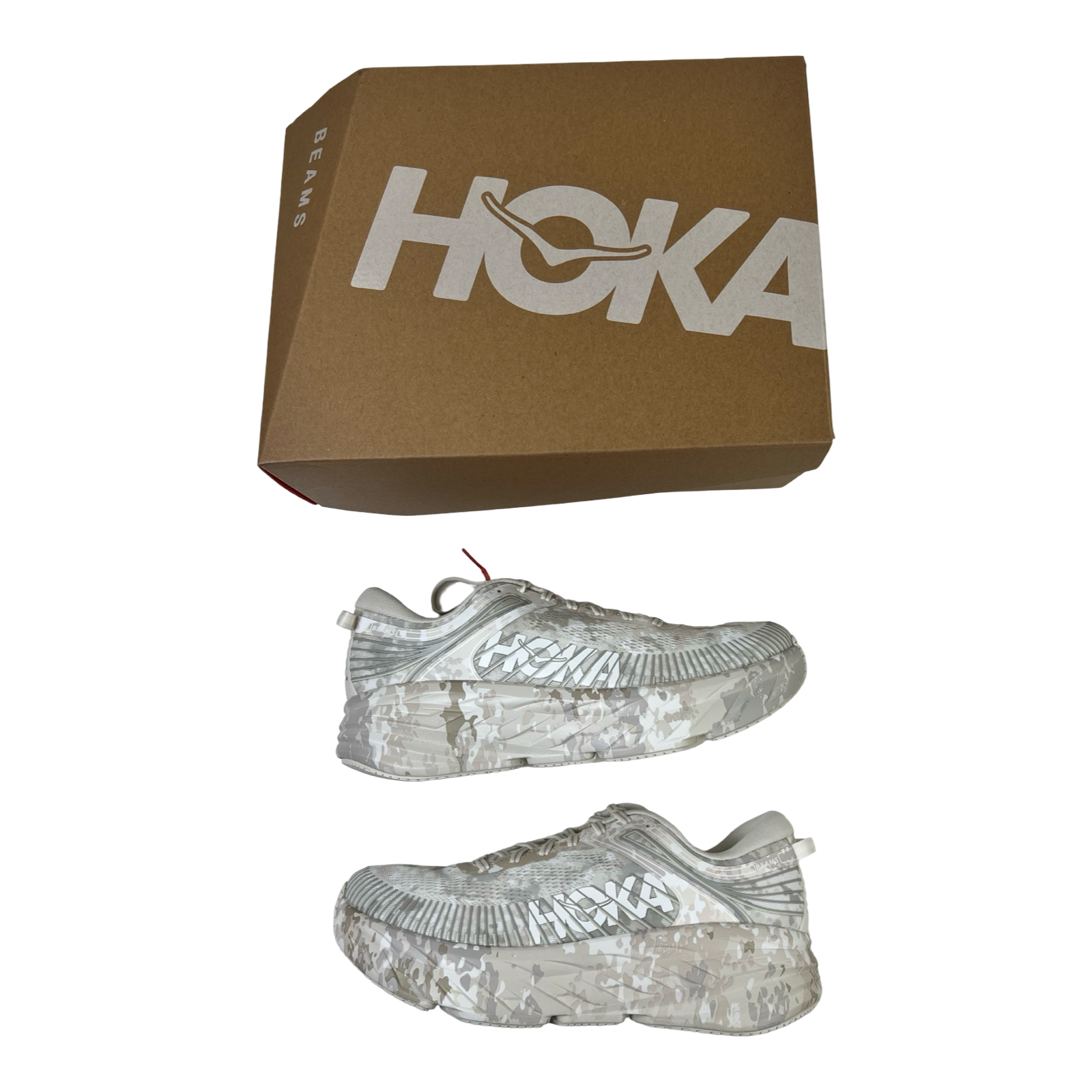 Hoka x Beams Bondi 7 White Camo