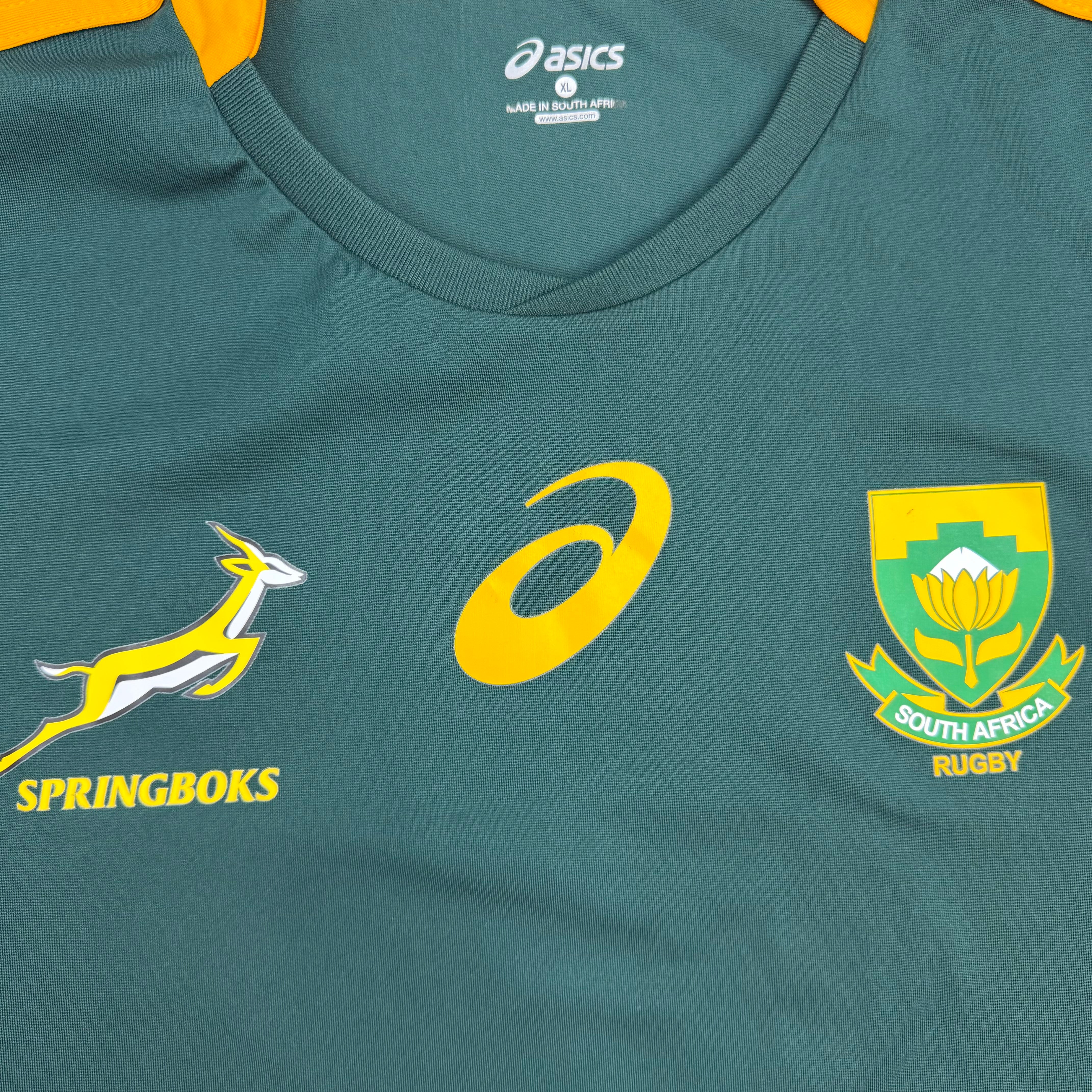 Vintage Asics South Africa Rugby Springbooks Jersey Green