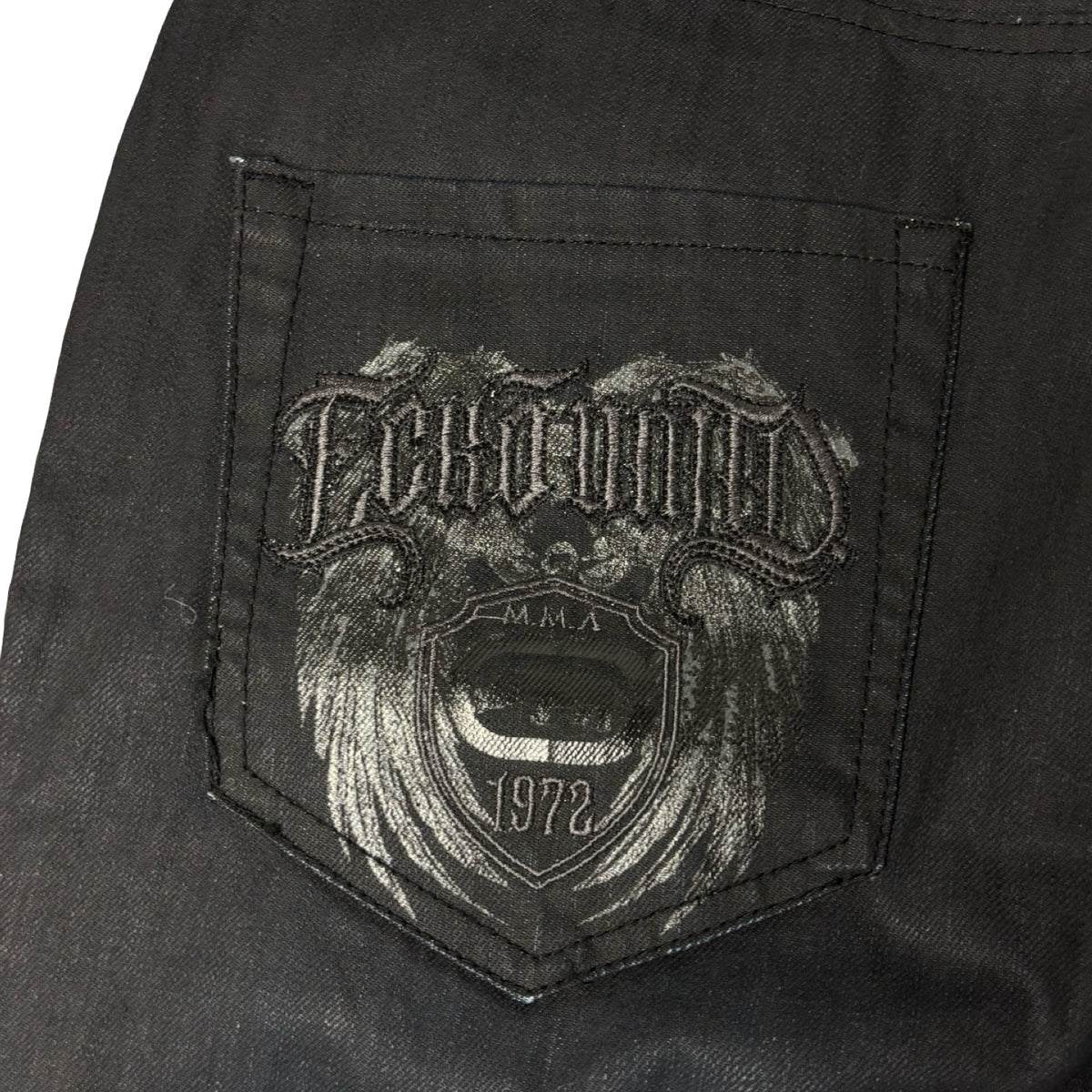 Vintage Y2K Ecko Unltd. MMA Embroidered Jeans Black Coat
