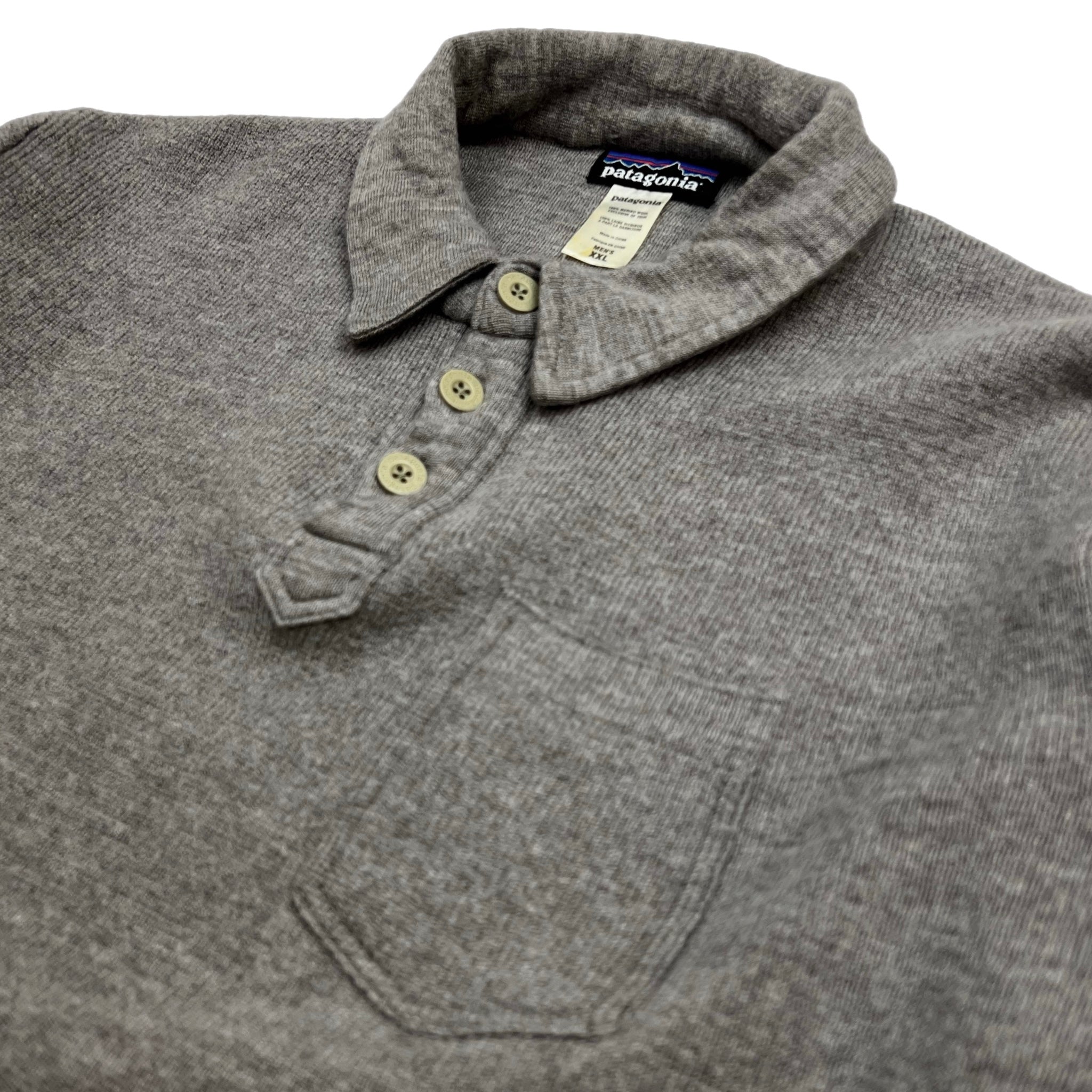 Vintage Patagonia Merino Wool Polo Long Sleeve Grey