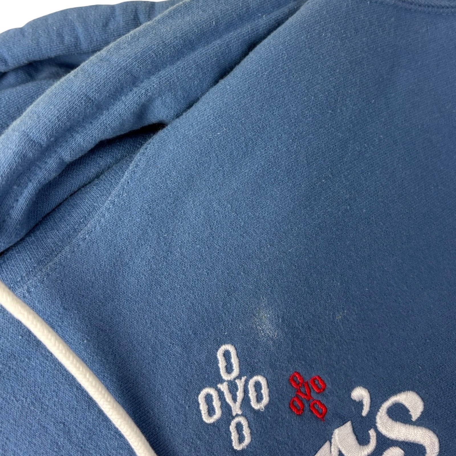 OVO Pompom Script Pullover Hoodie Steel Blue