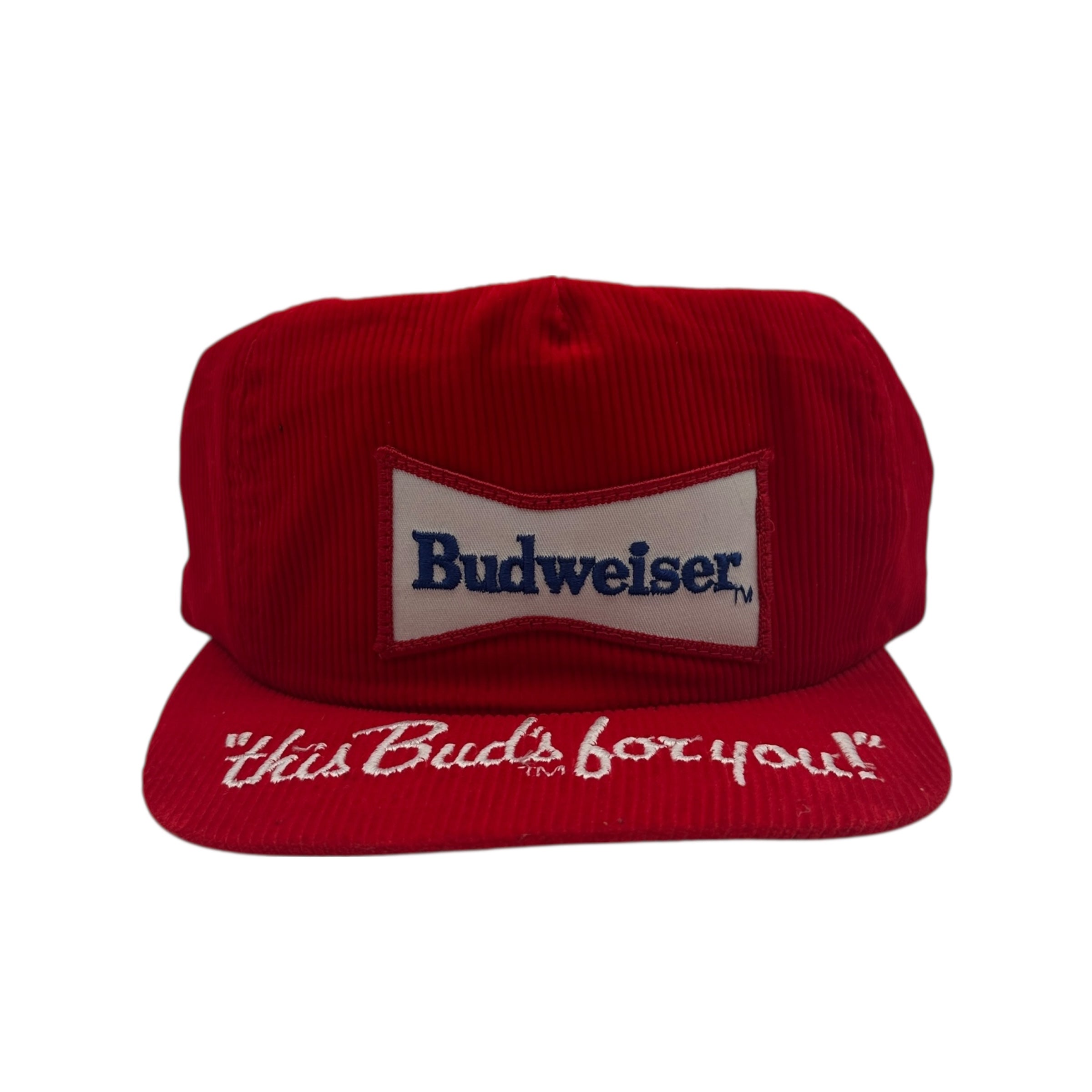Vintage Budweiser ‘This Buds For You!’ Corduroy Hat Red