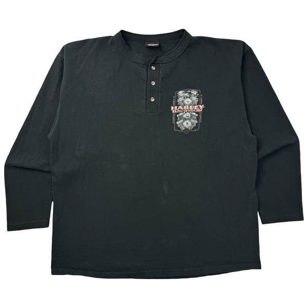 1998 Harley Davidson Henley Quarter Button Shirt