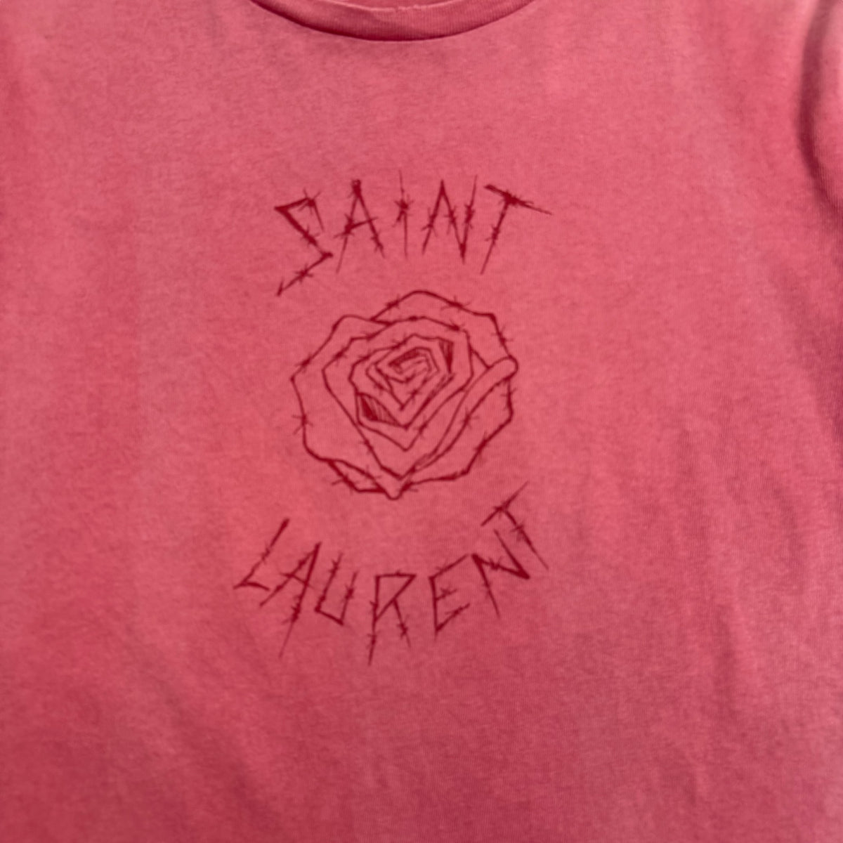 Saint Laurent Pink Rose Tee Washed Red