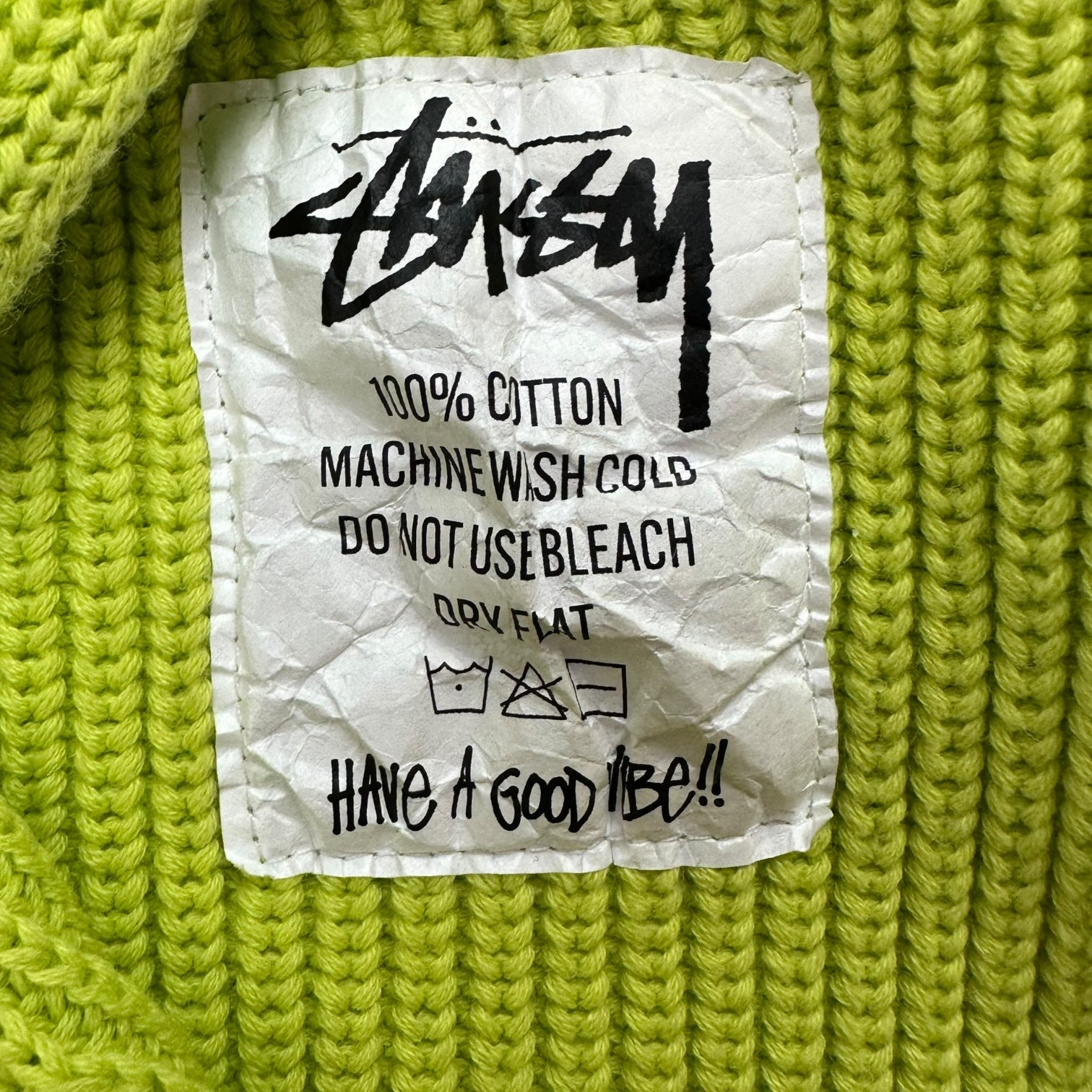 Stussy Cotton Knit Hoodie Lime