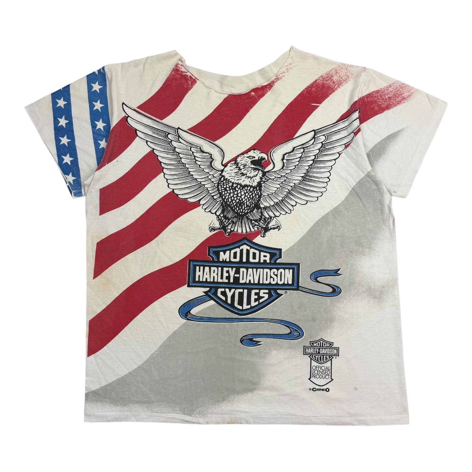 Vintage Harley Davidson USA Flag Tee White