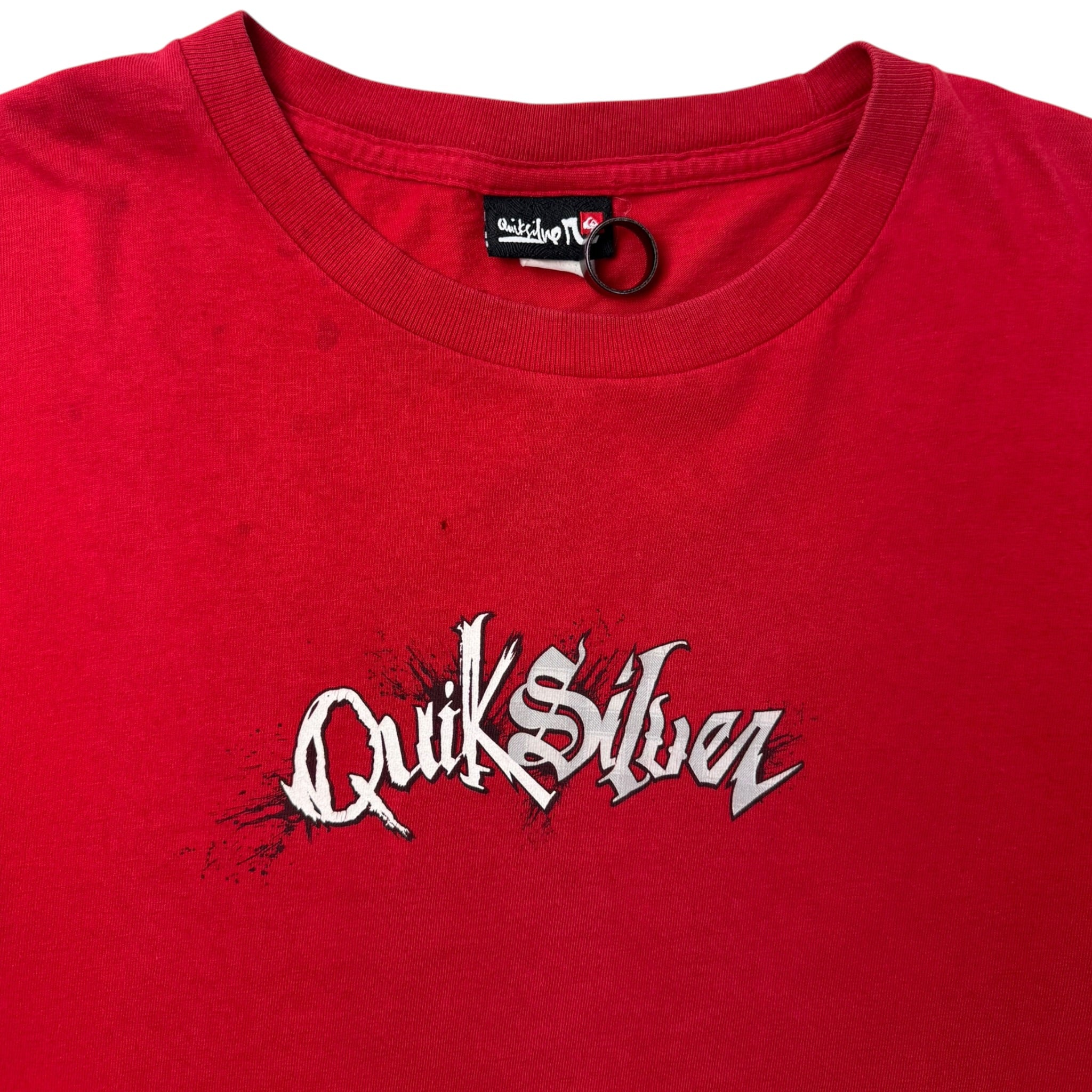 Vintage Y2K Quiksilver Tartan Logo Longsleeve Shirt Red