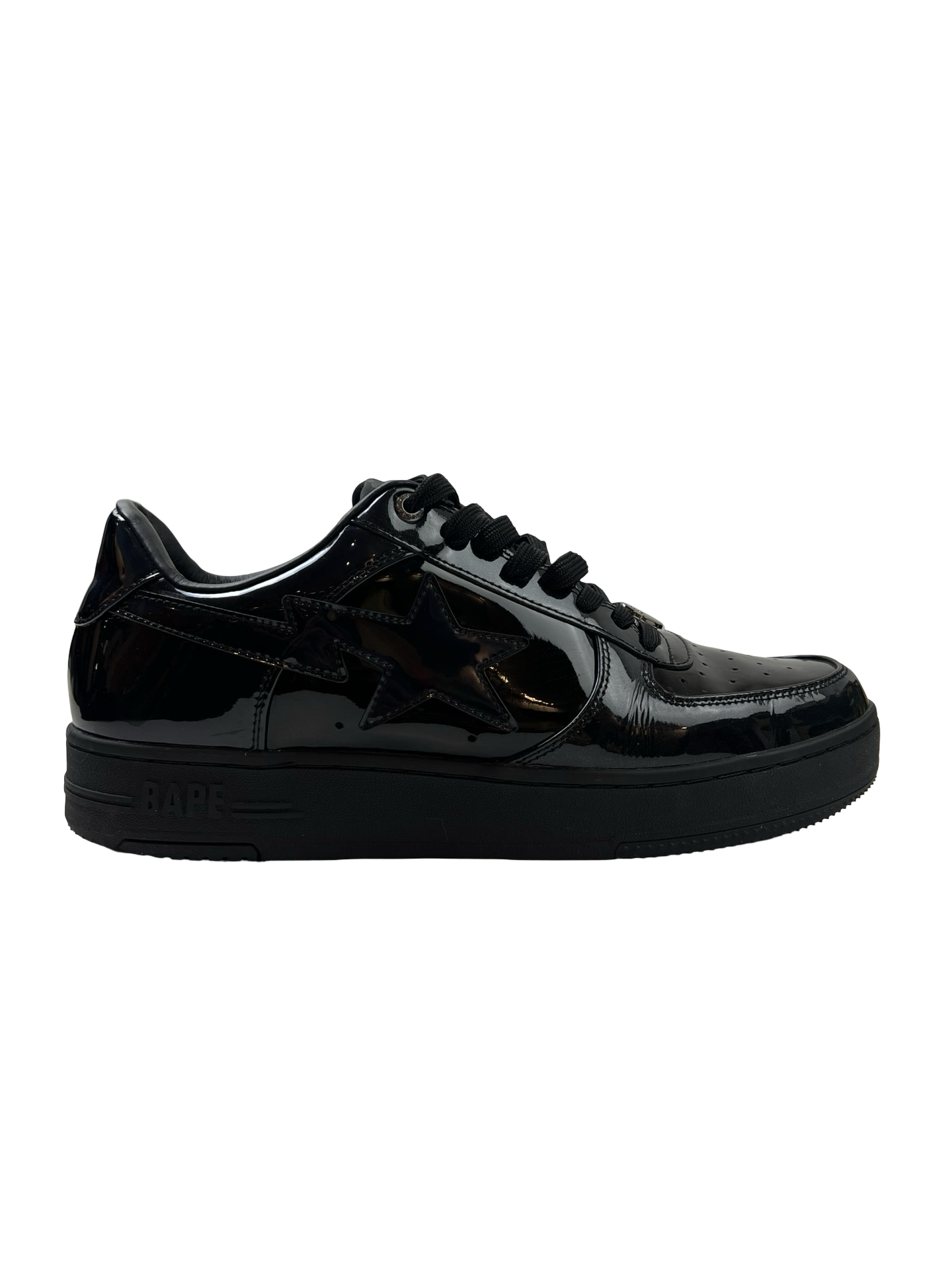 A Bathing Ape Bapesta Low Black Patent Leather (Used)