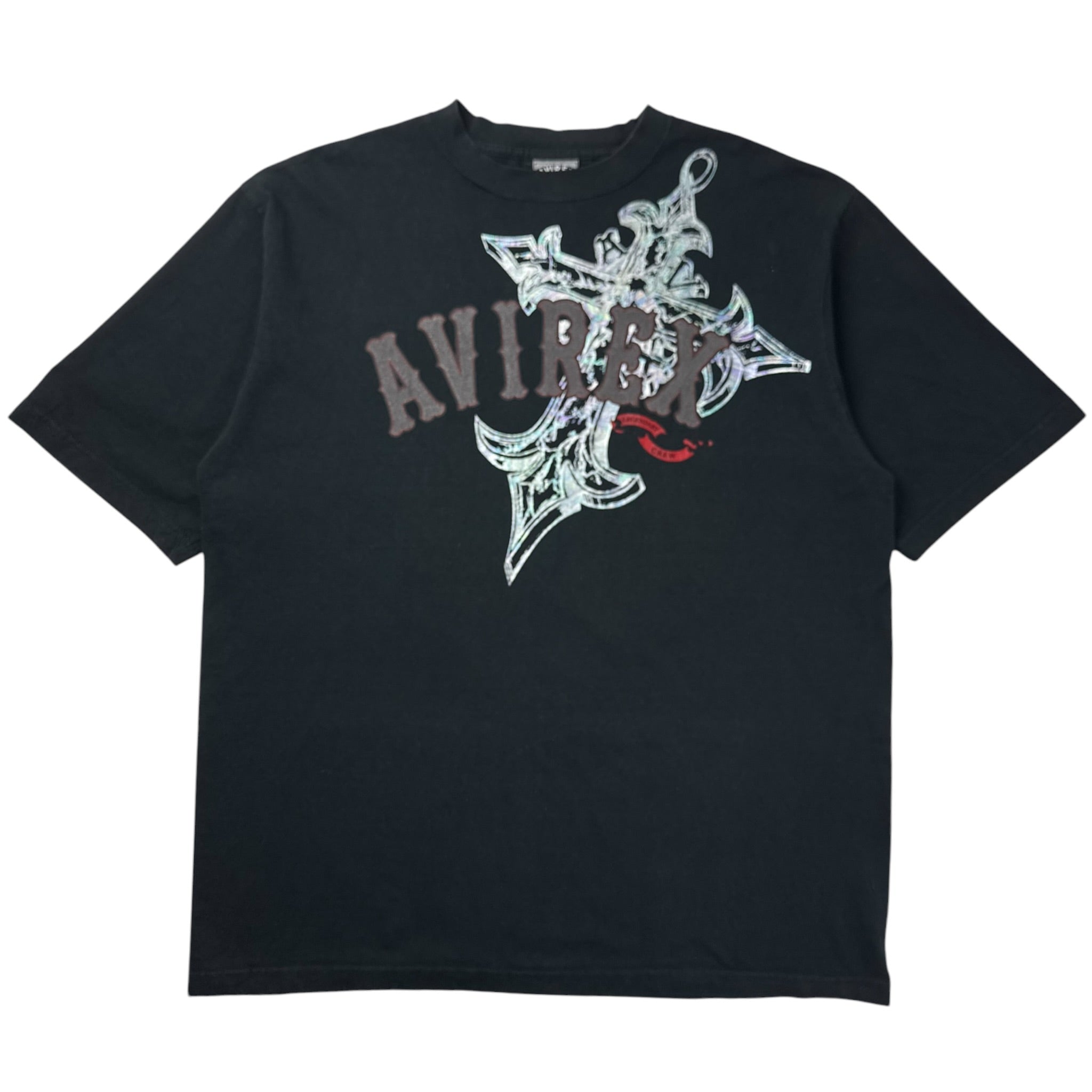 Y2K Avirex Spellout Gothic Cyber Cross T-Shirt