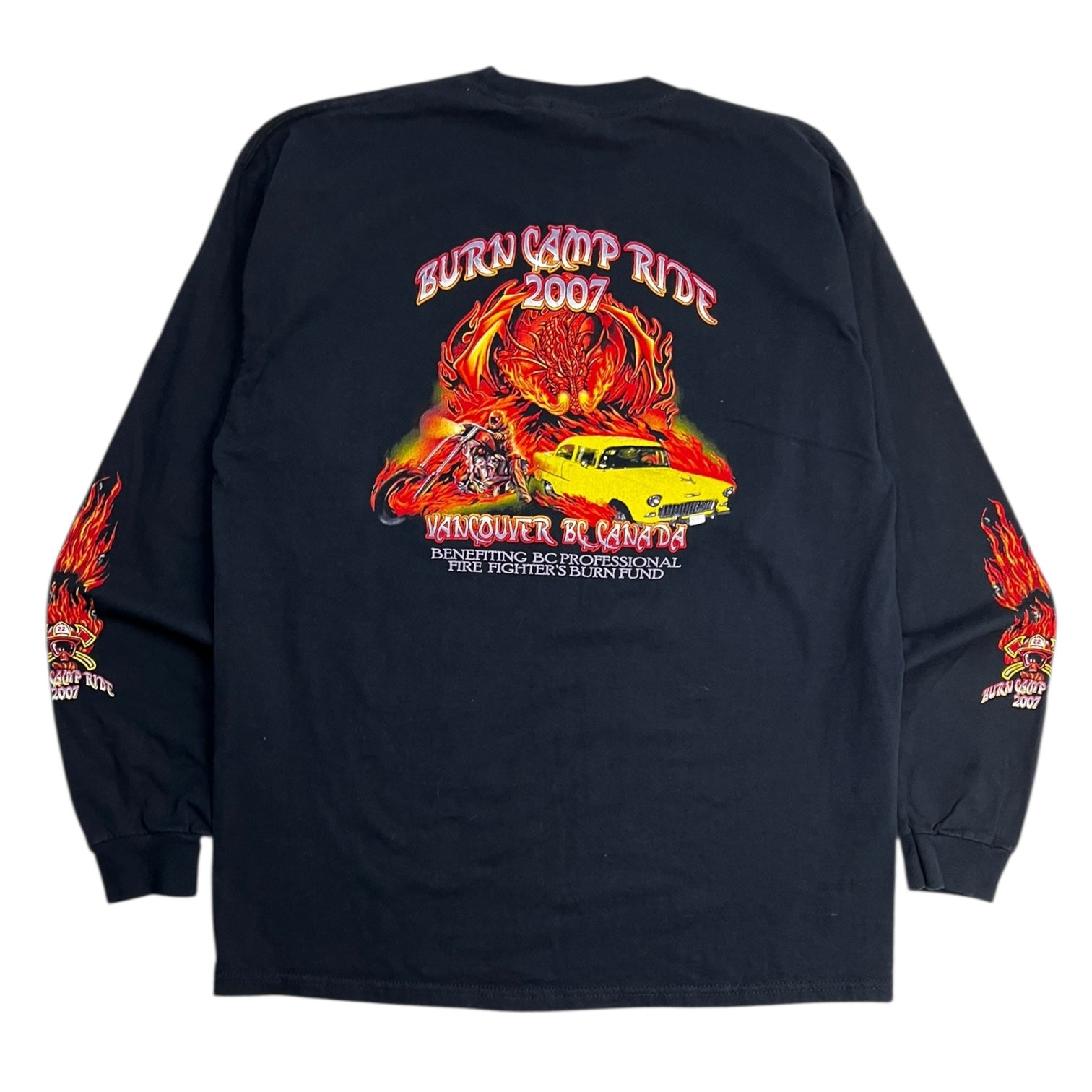 2007 Harley Davidson Firefighter Benefit Flame Sleeve Shirt