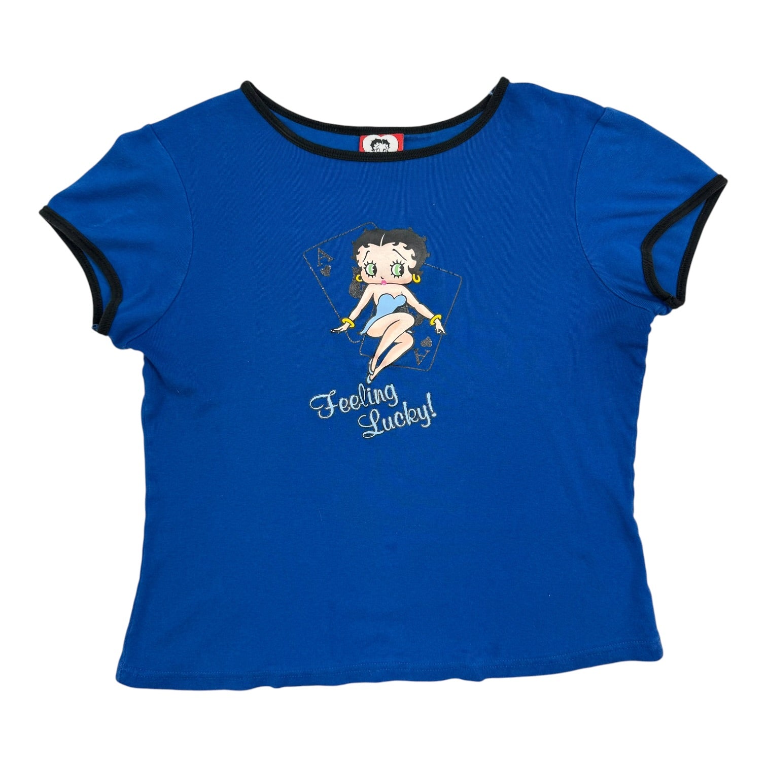 (W) Vintage Betty Boop ‘Feeling Lucky!’ Baby Tee Blue