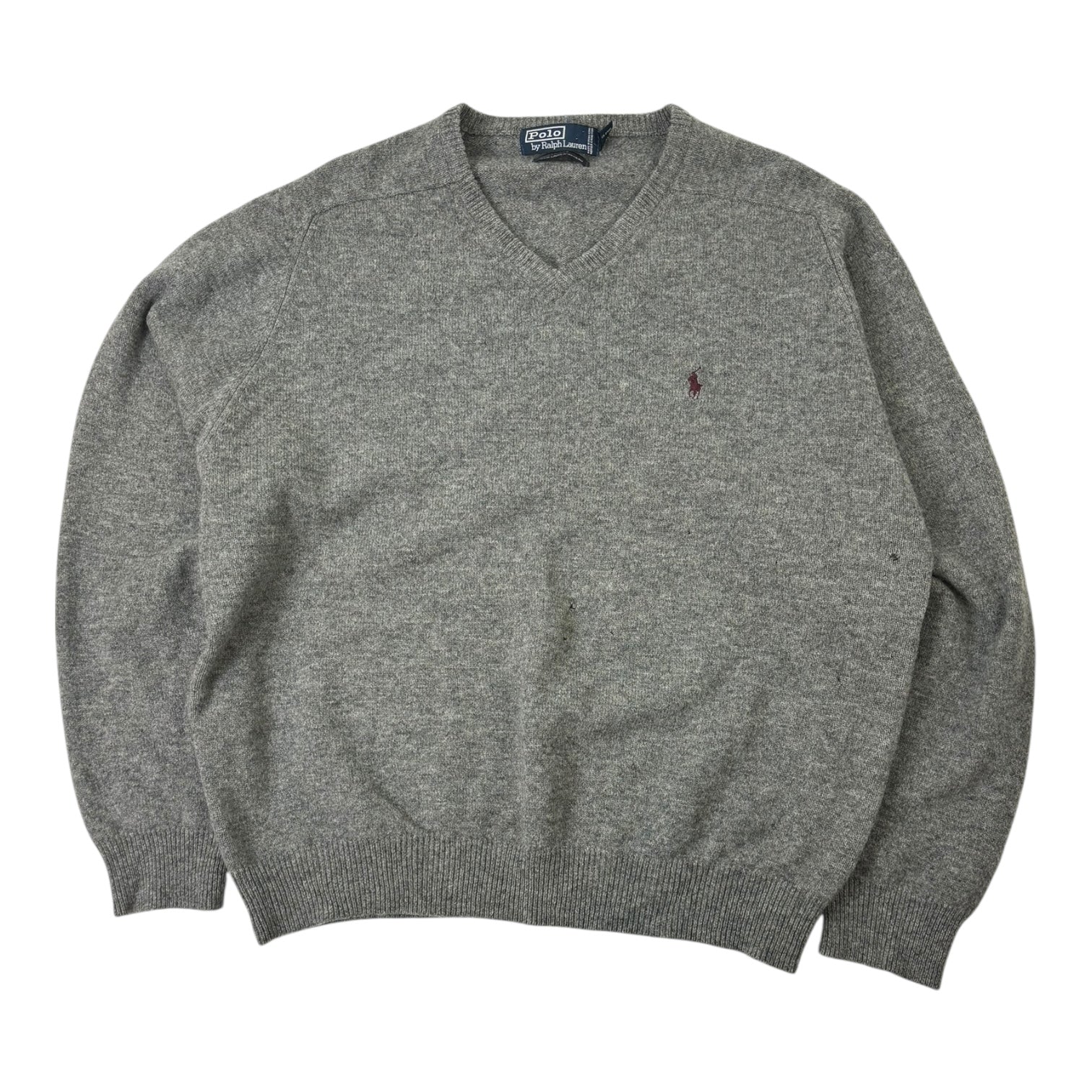 Vintage Polo Ralph Lauren V-Neck Knit Sweater Grey