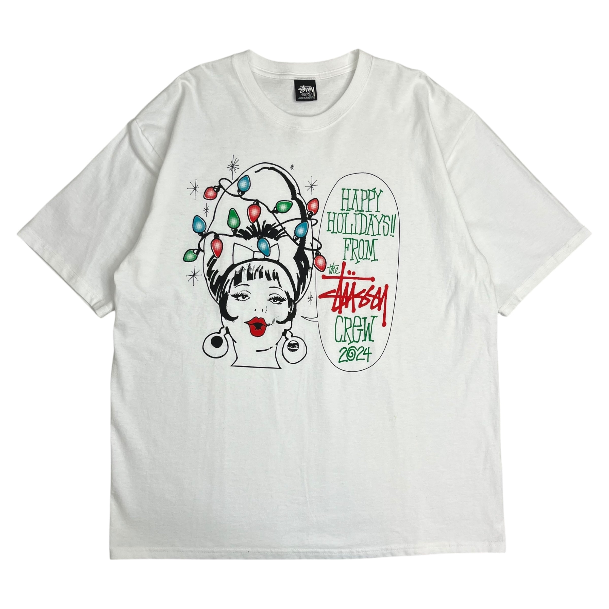 2024 Stussy Staff Happy Holidays Tee White