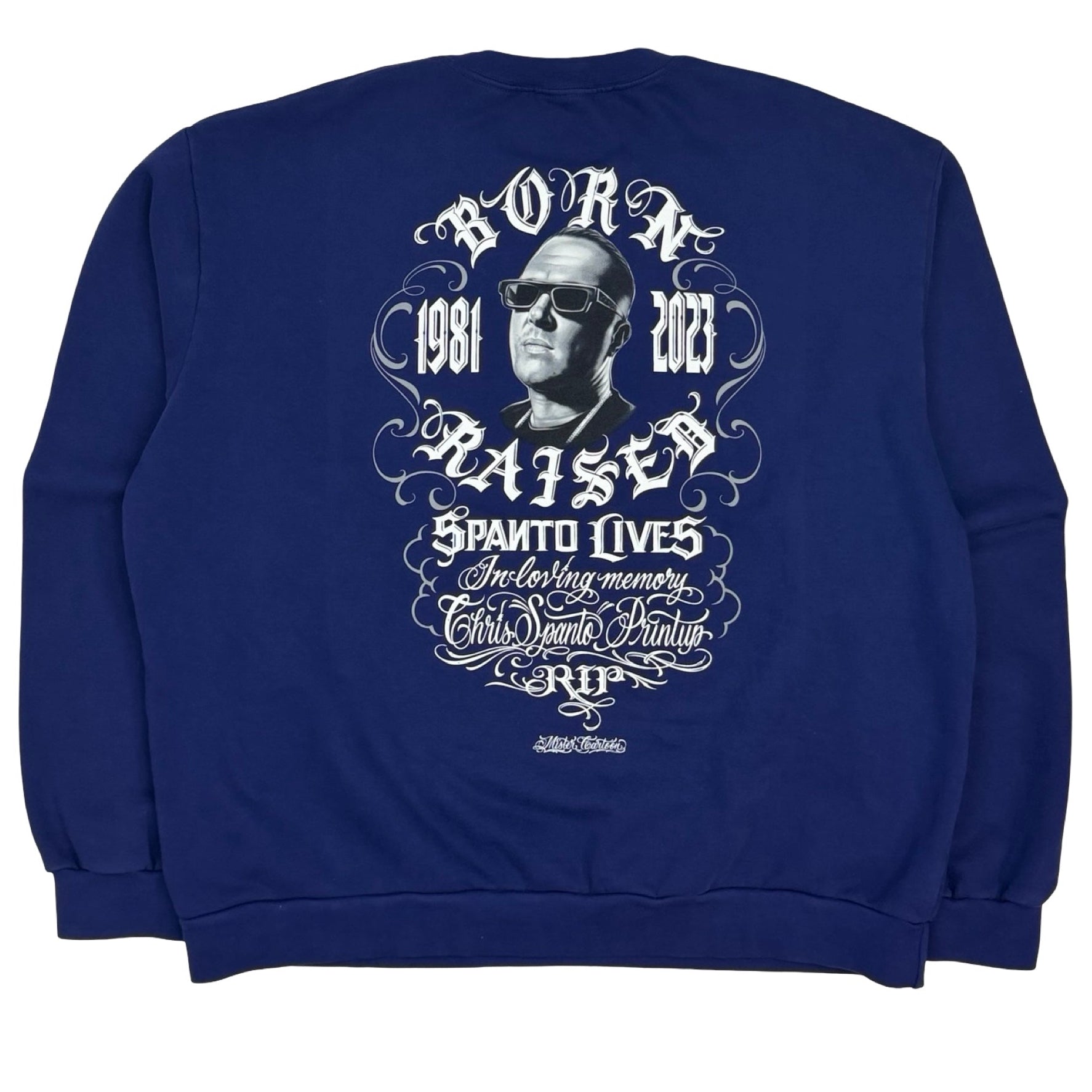 Born X Raised Spanto Lives Crewneck Navy