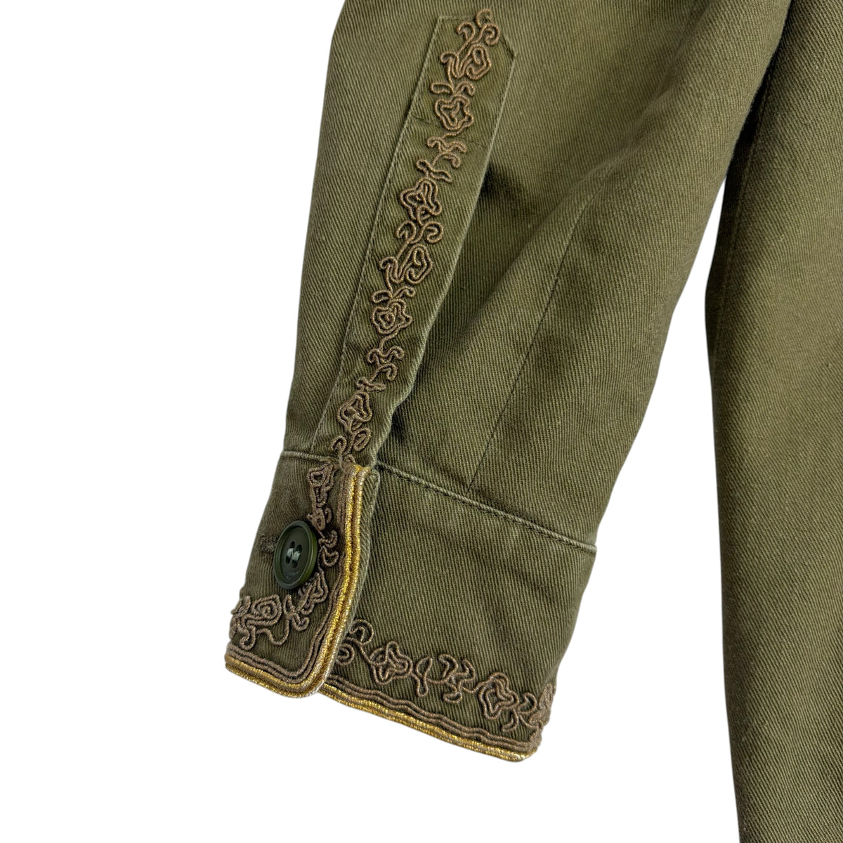 (W) Saint Laurent Paris Military Crest Work Shirt Green