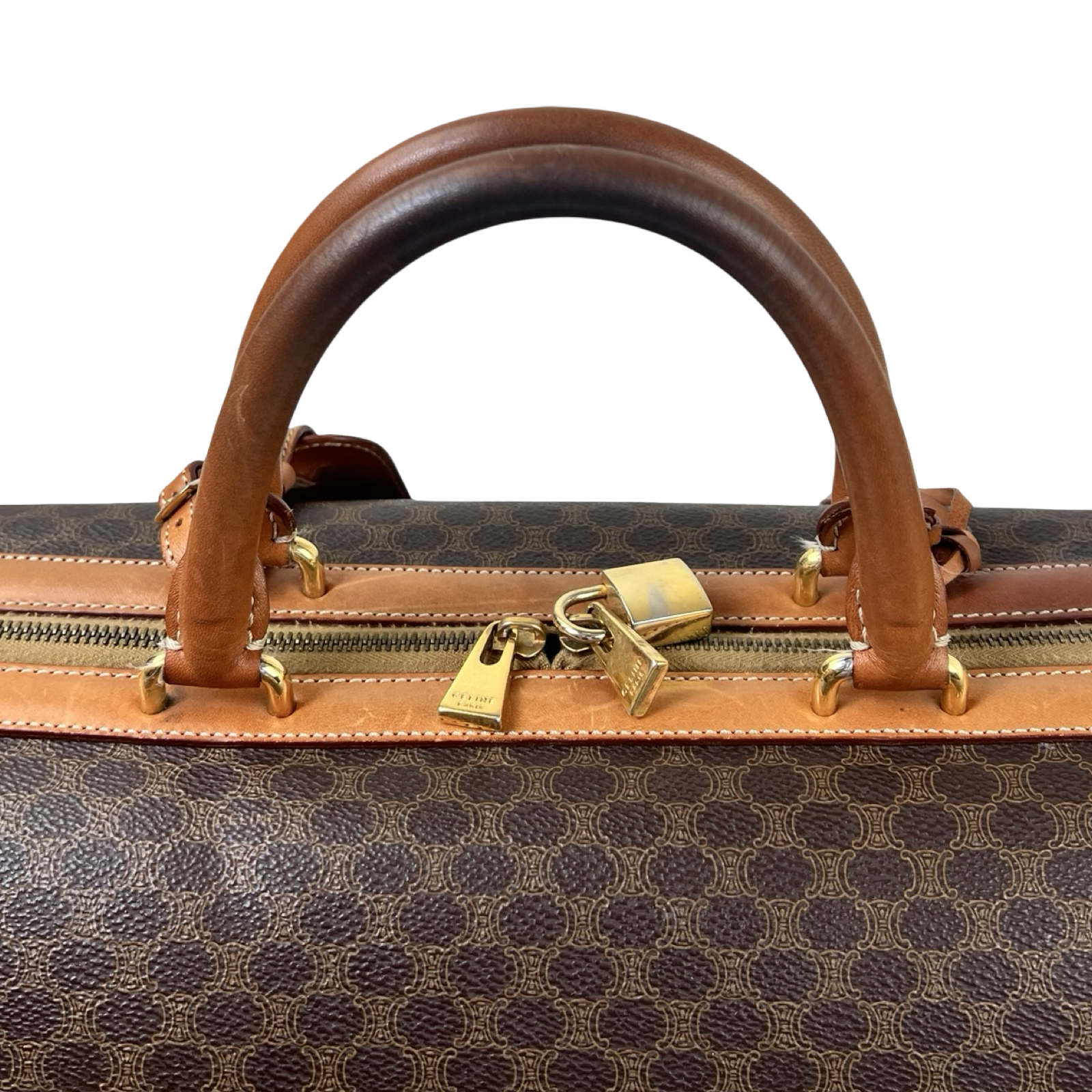Vintage Celine Macadam Coated Canvas Travel Duffle Bag