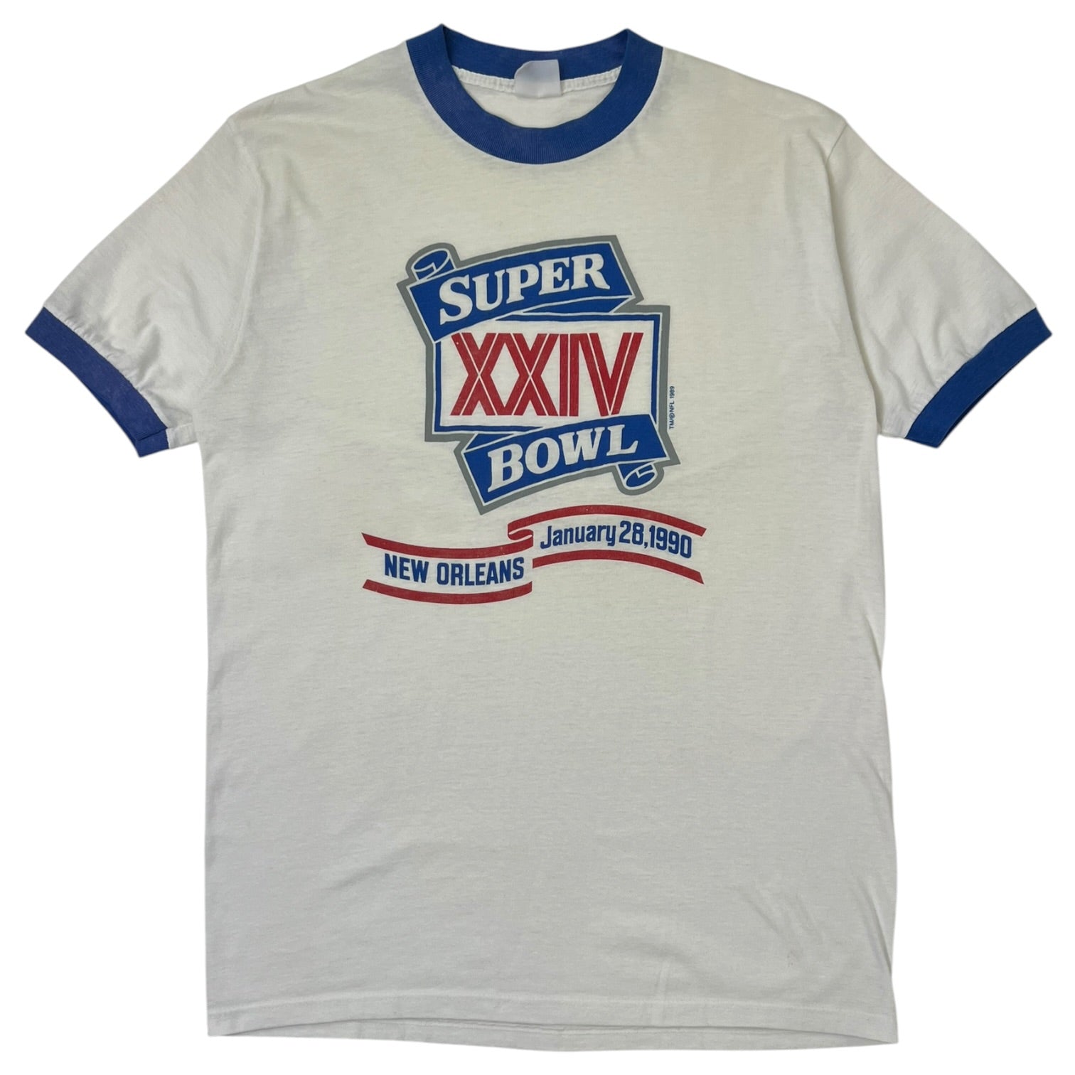 Vintage 1989 Super Bowl XXIV Ringer T-Shirt White