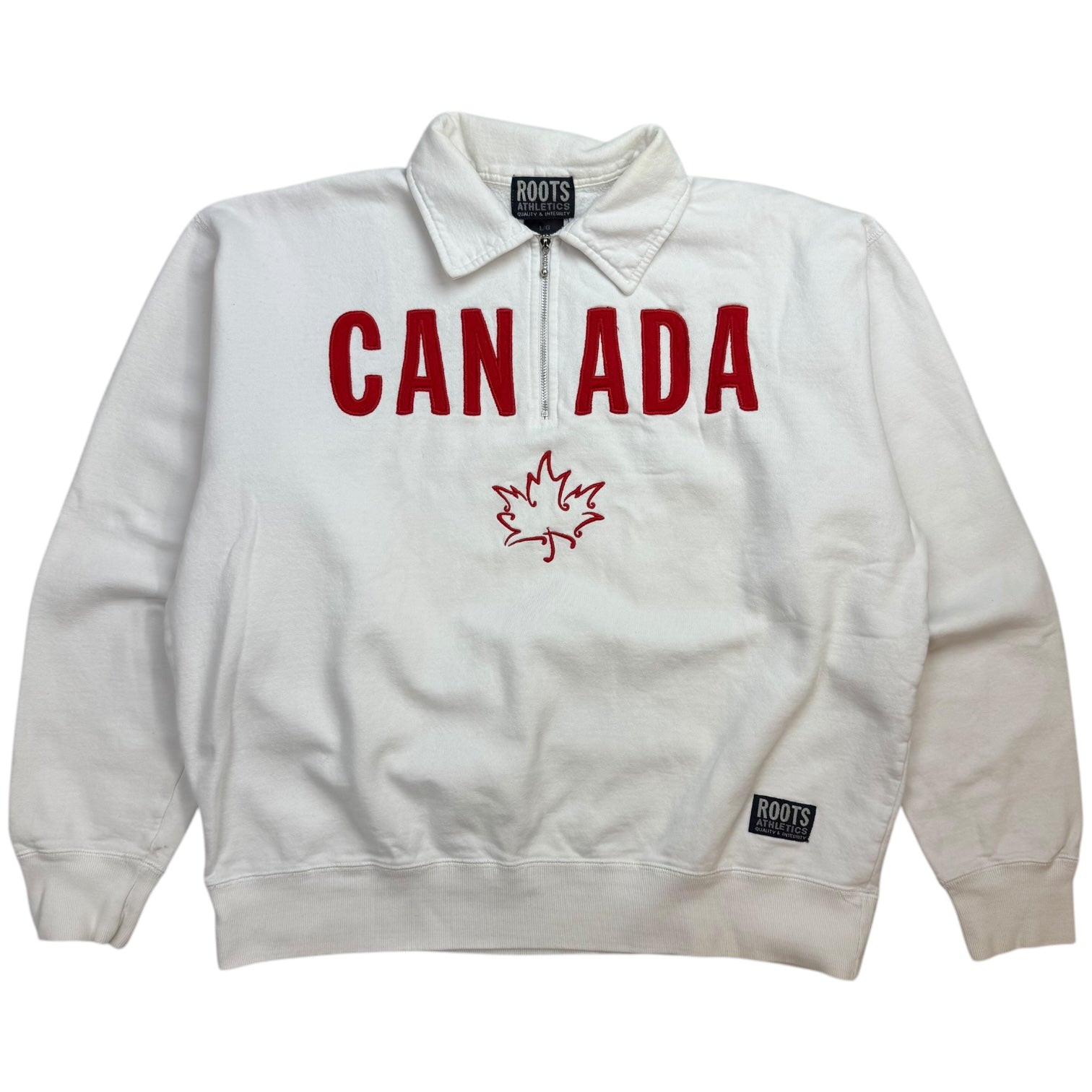 Vintage Roots Canada Quarter Zip Sweater White