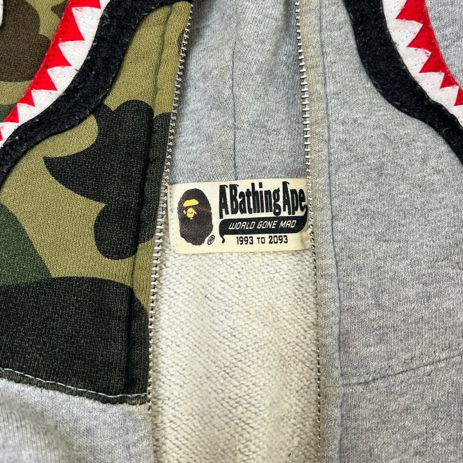 A Bathing Ape Camo Shark Full Zip Hoodie Grey