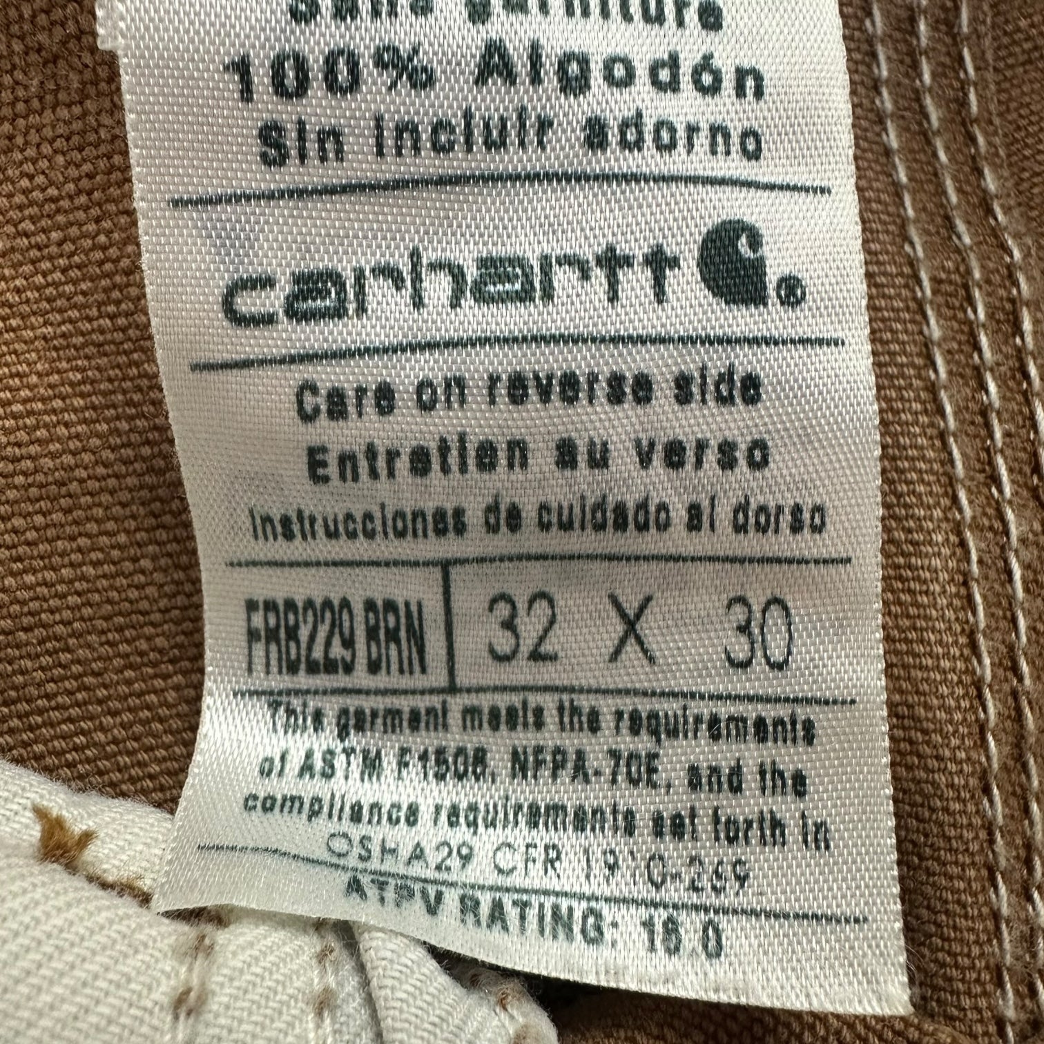 Vintage Carhartt FR Dungaree Pants Tan