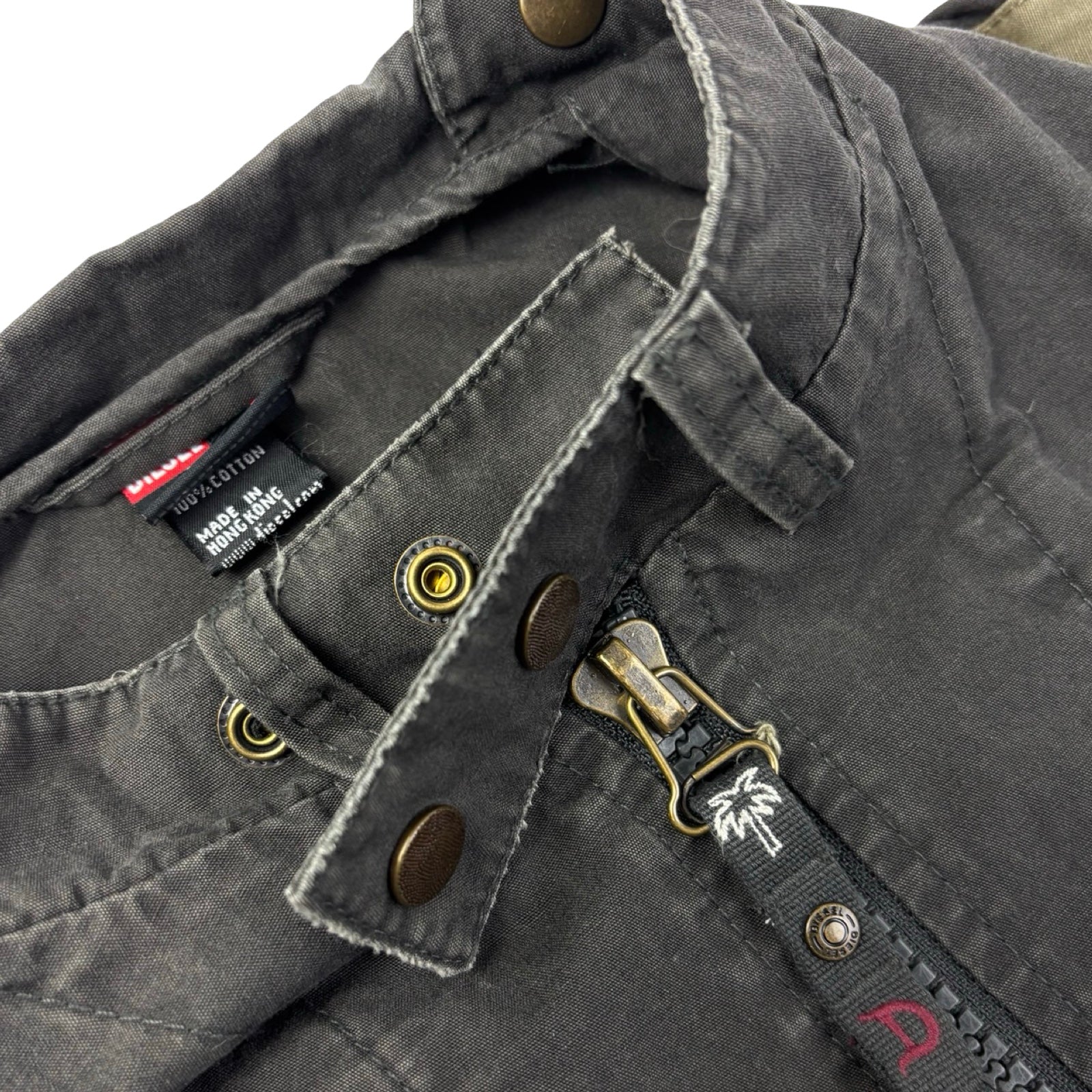 Y2K Diesel Jacket Multi-Pocket Utility Jacket Dark Olive
