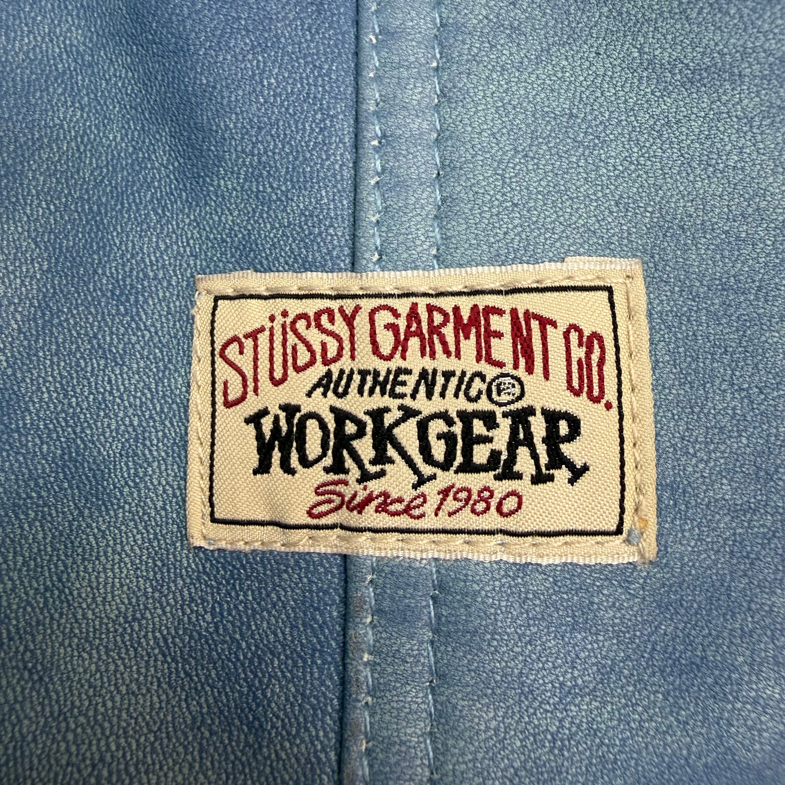 Stussy Leather Overshirt Washed Blue