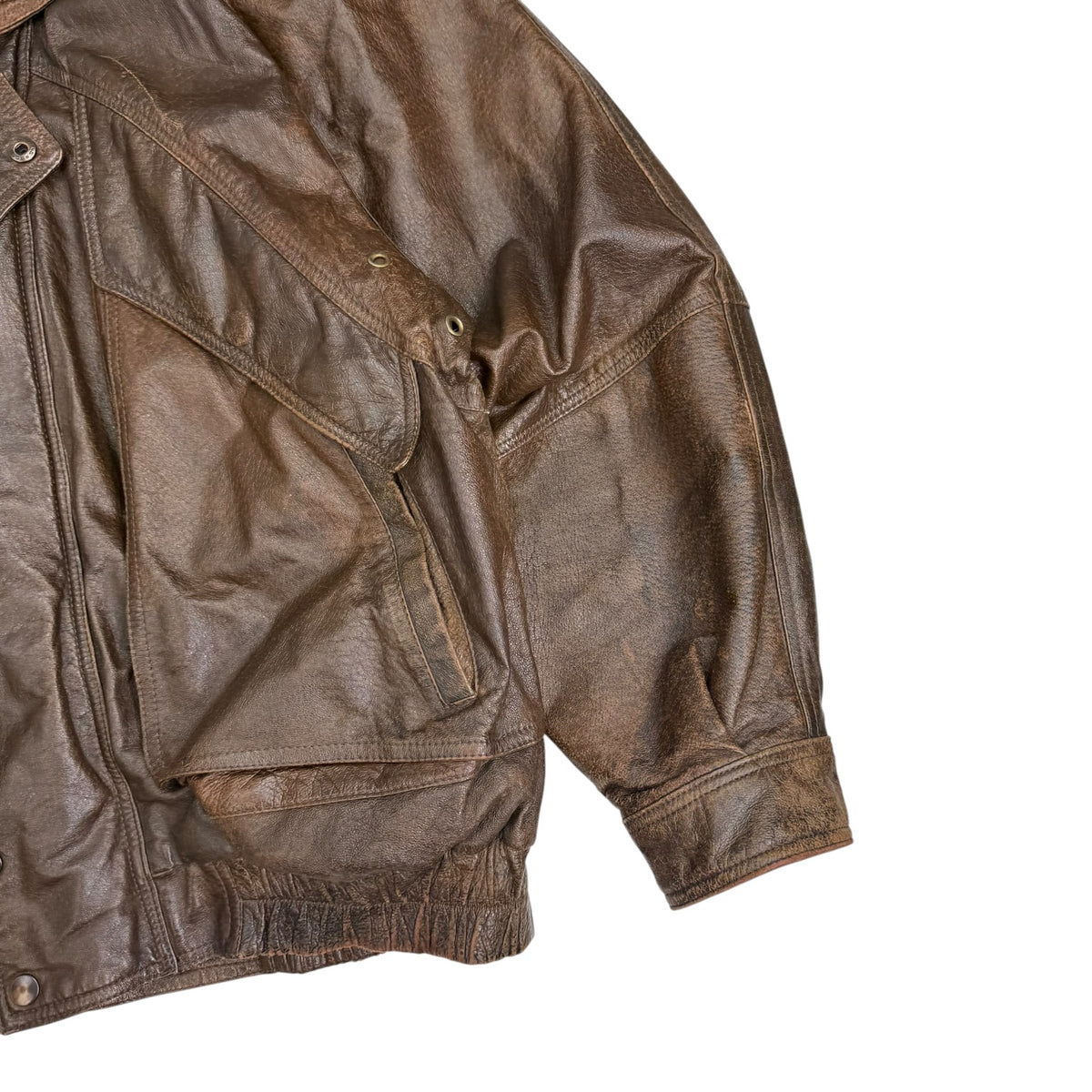 Vintage Pelle Cuir Leather Bomber Jacket Brown